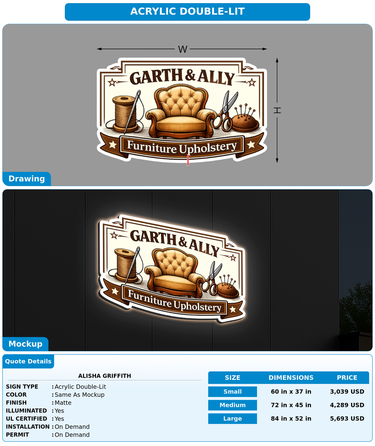 CUSTOM MOCKUP SIGN FOR Alisha  Griffith