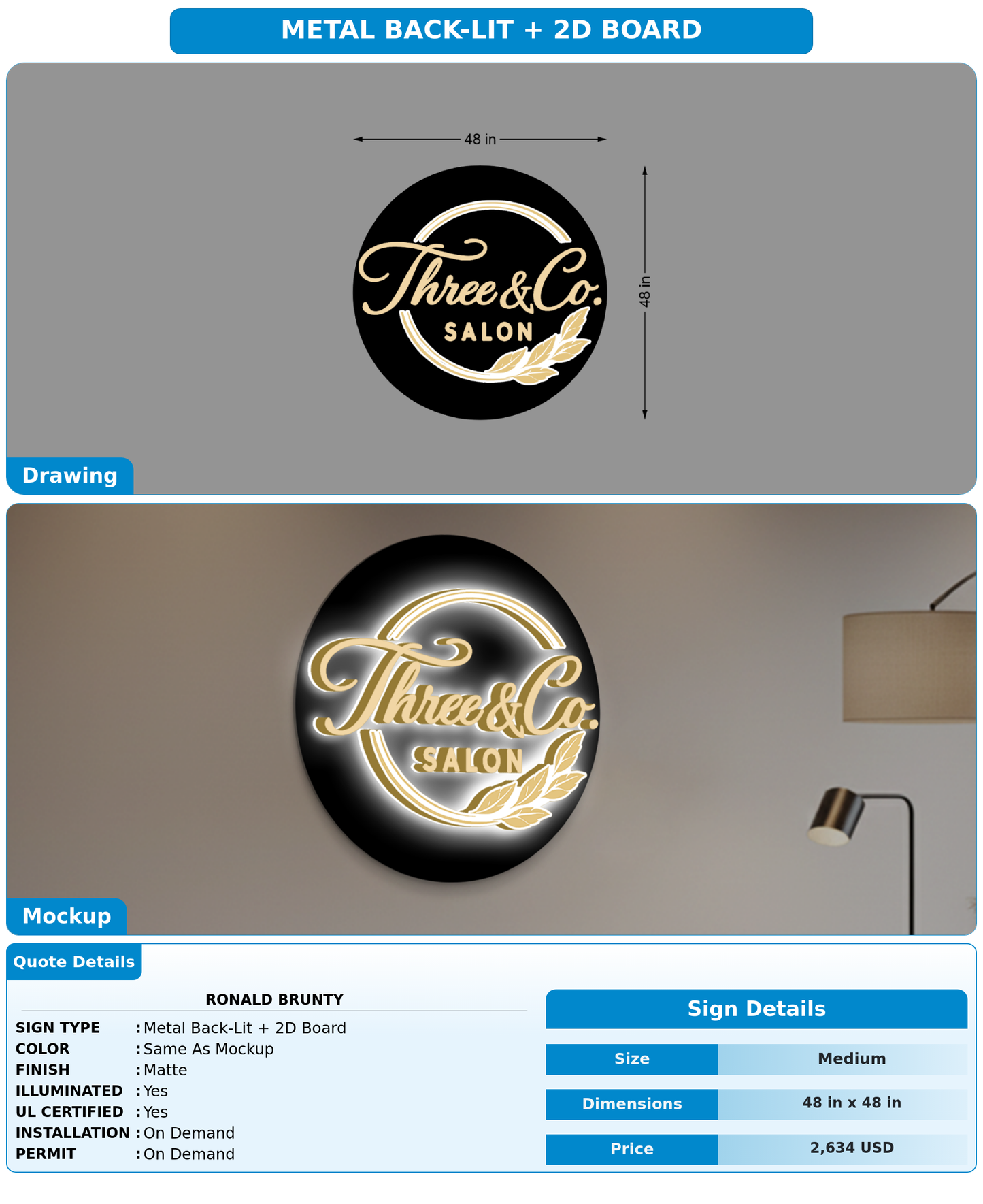 CUSTOM MOCKUP SIGN FOR Ronald Brunty