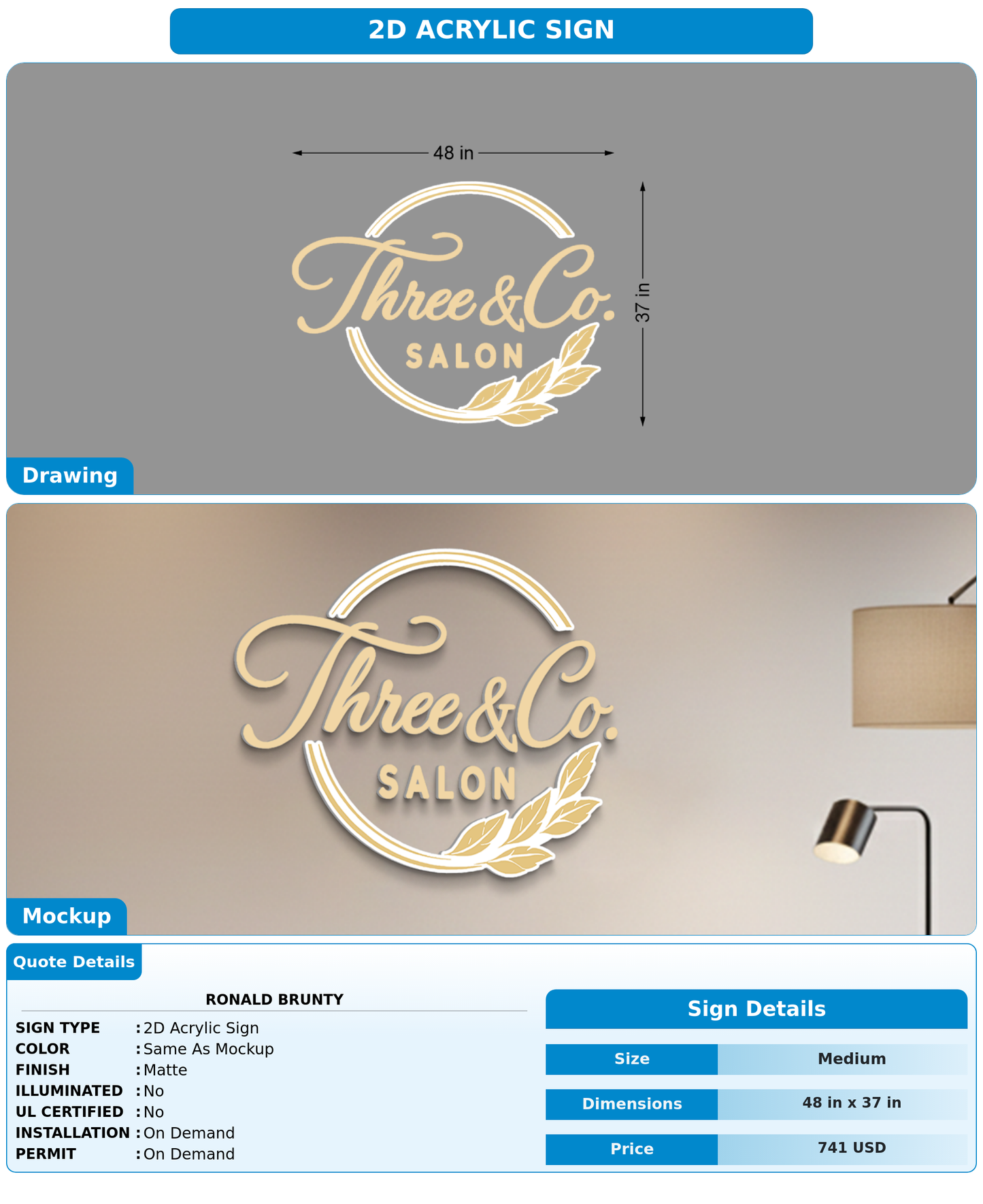 CUSTOM MOCKUP SIGN FOR Ronald Brunty