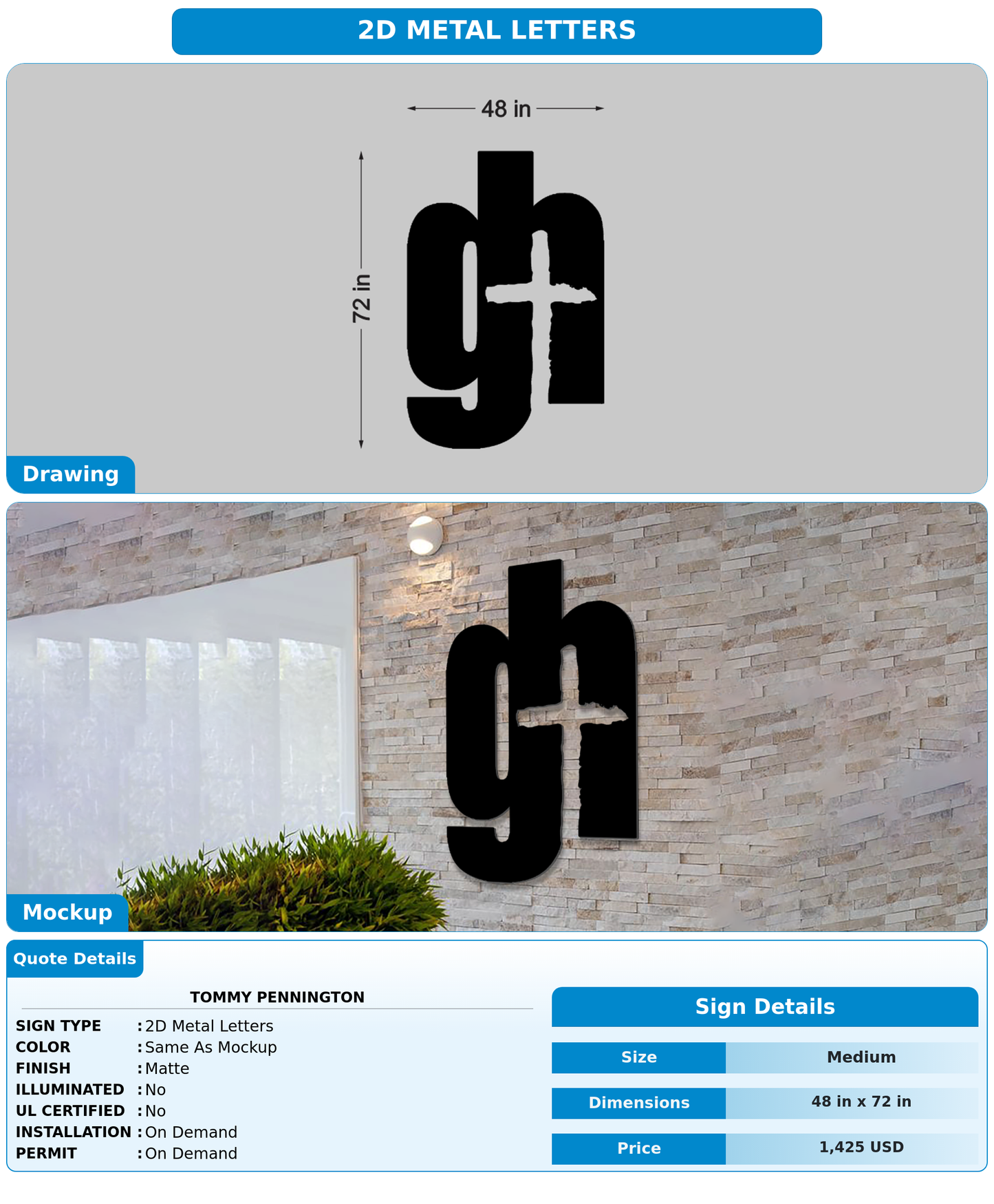 CUSTOM MOCKUP SIGN FOR Tommy Pennington