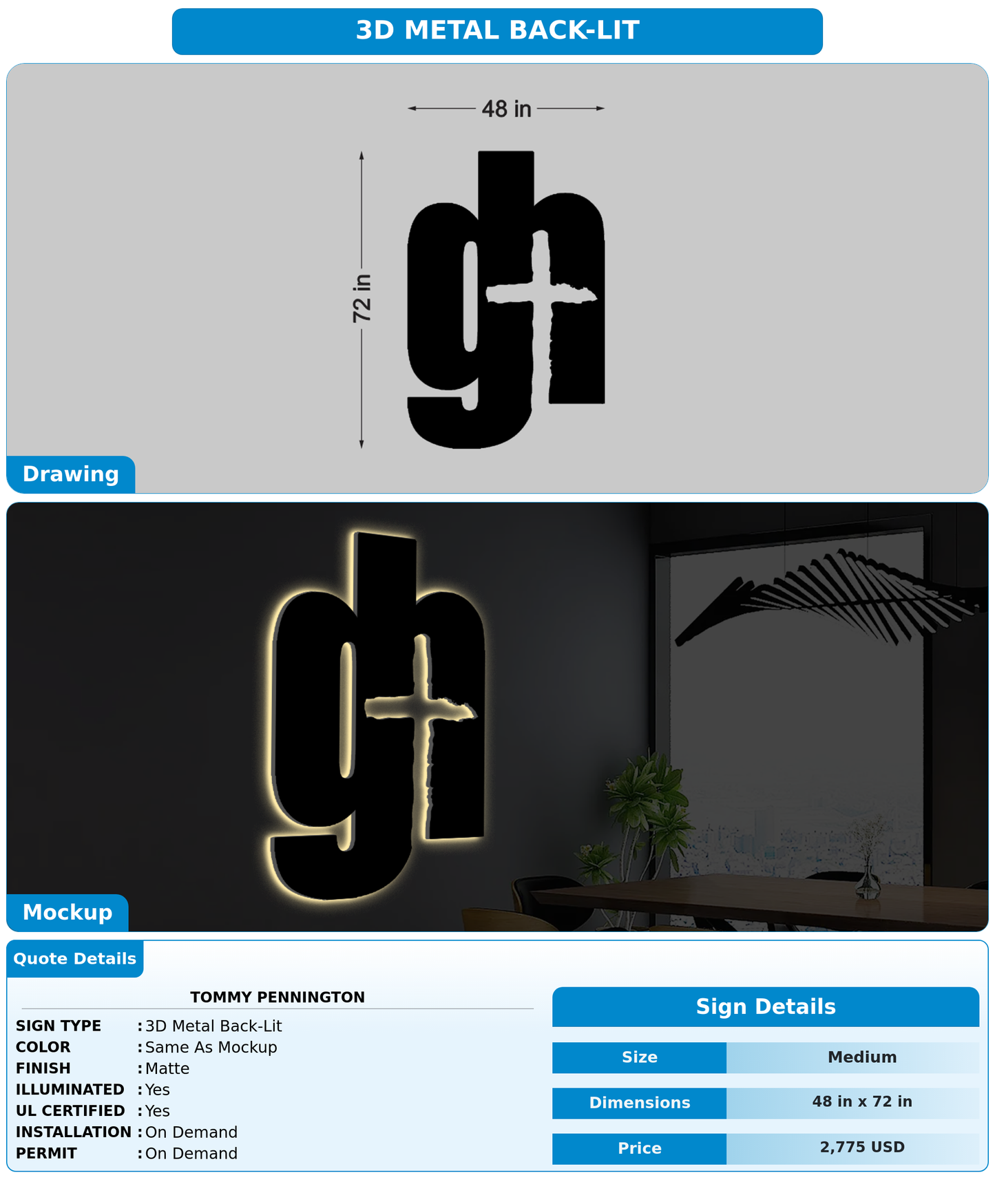 CUSTOM MOCKUP SIGN FOR Tommy Pennington
