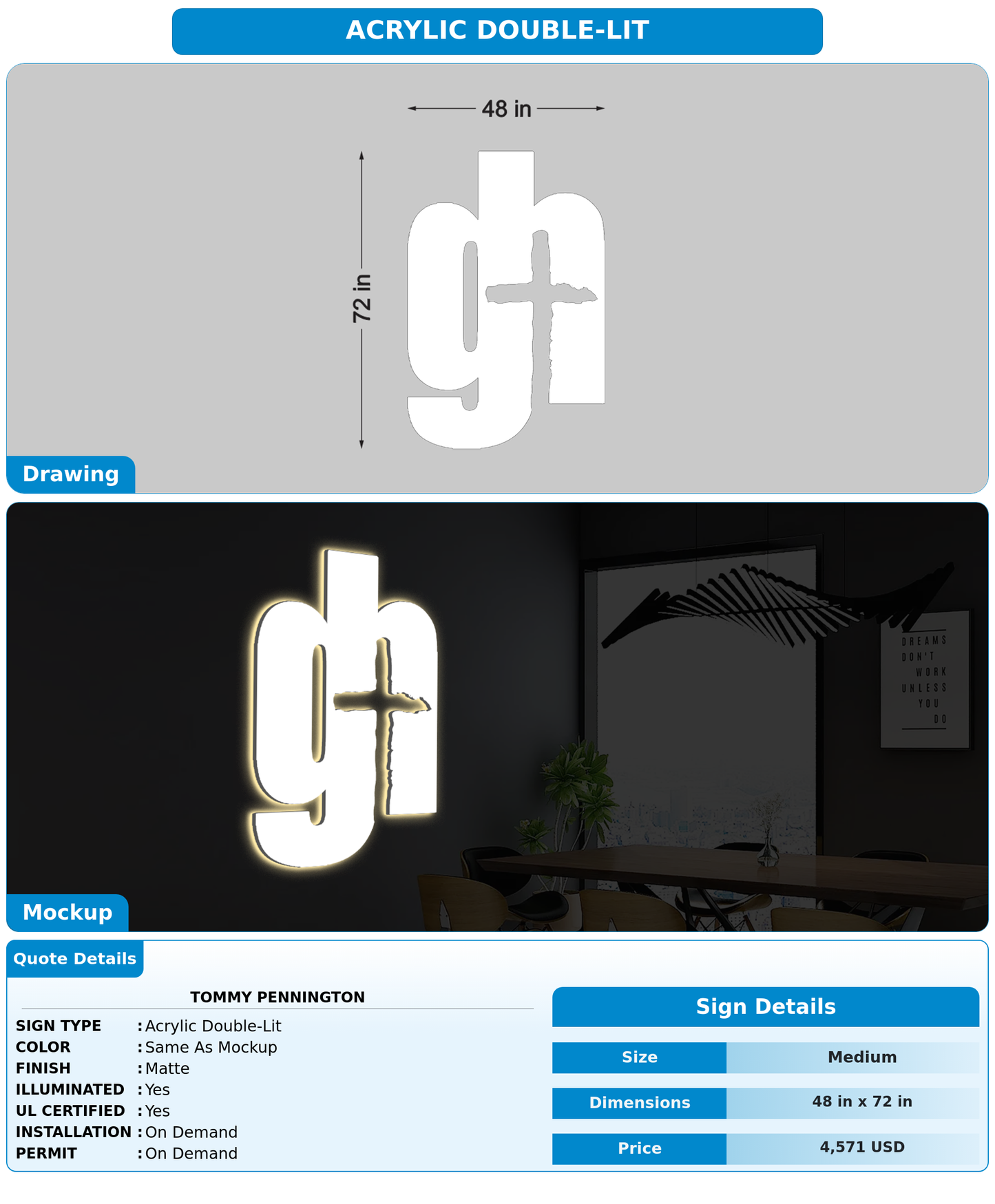 CUSTOM MOCKUP SIGN FOR Tommy Pennington