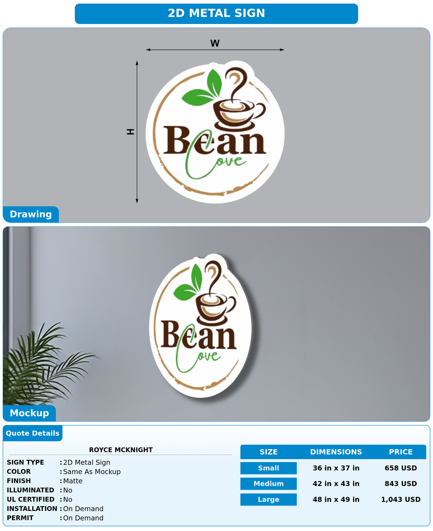 CUSTOM MOCKUP SIGN FOR Royce McKnight