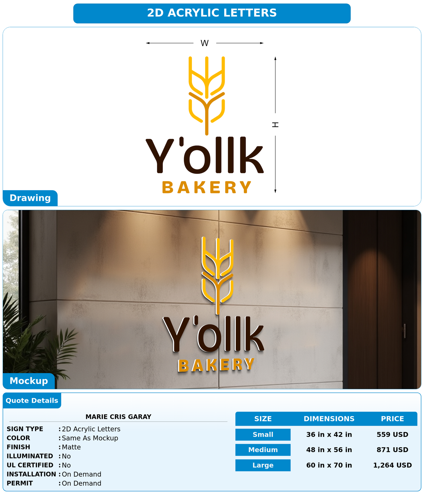 CUSTOM MOCKUP SIGN FOR Marie Cris Garay