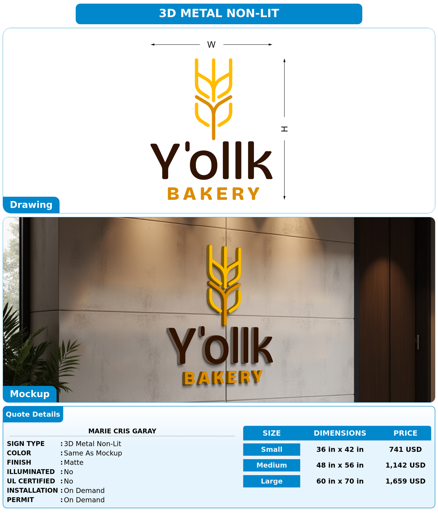 CUSTOM MOCKUP SIGN FOR Marie Cris Garay