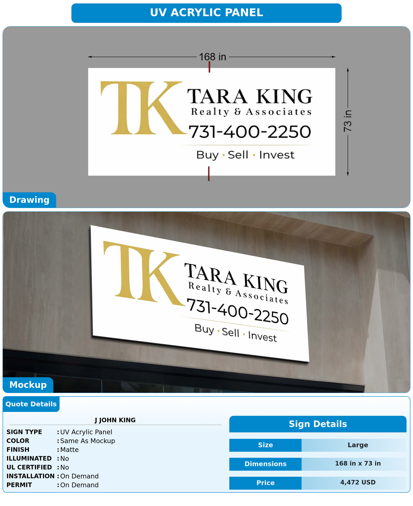 CUSTOM MOCKUP SIGN FOR j John King