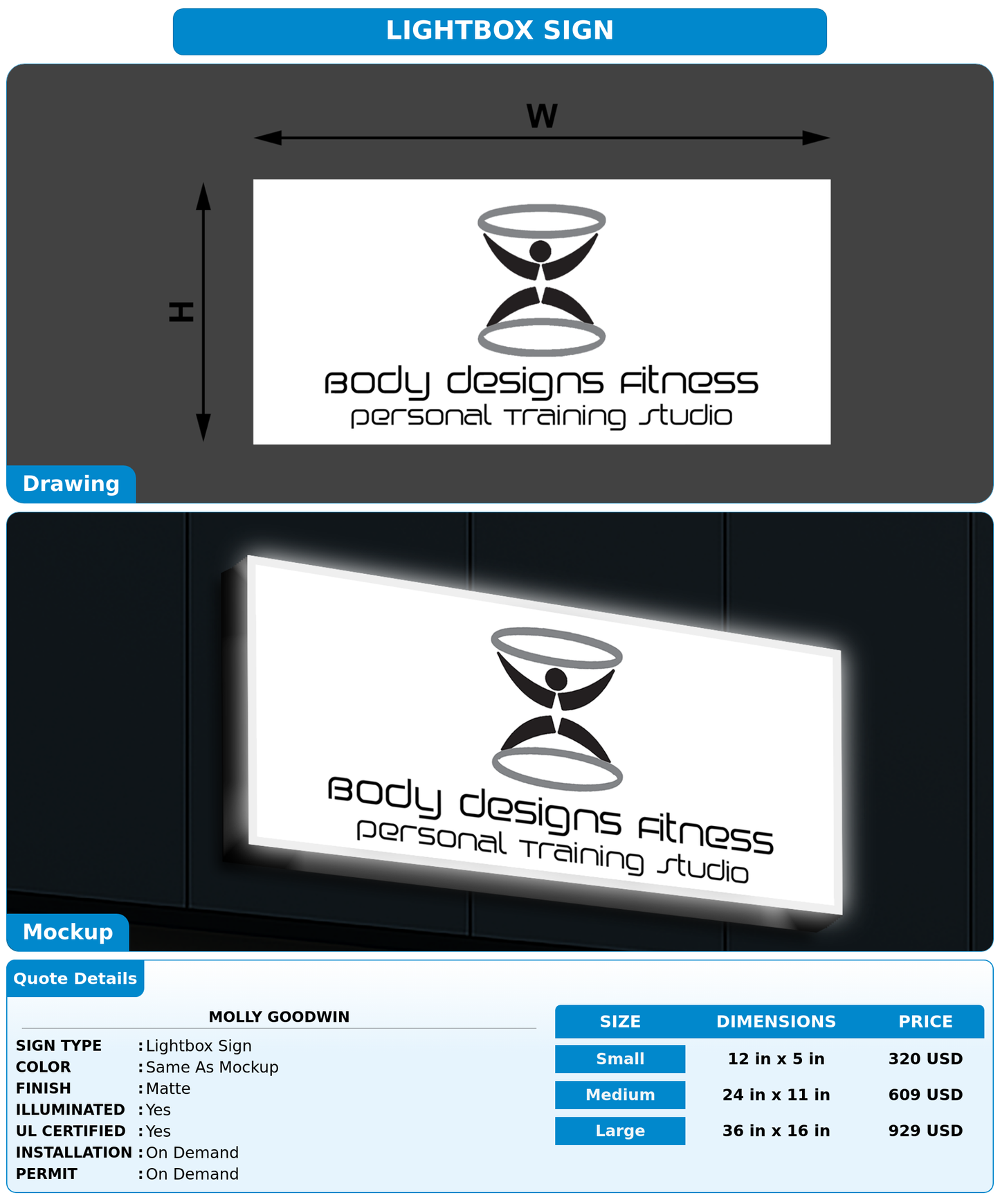 CUSTOM MOCKUP SIGN FOR Molly Goodwin