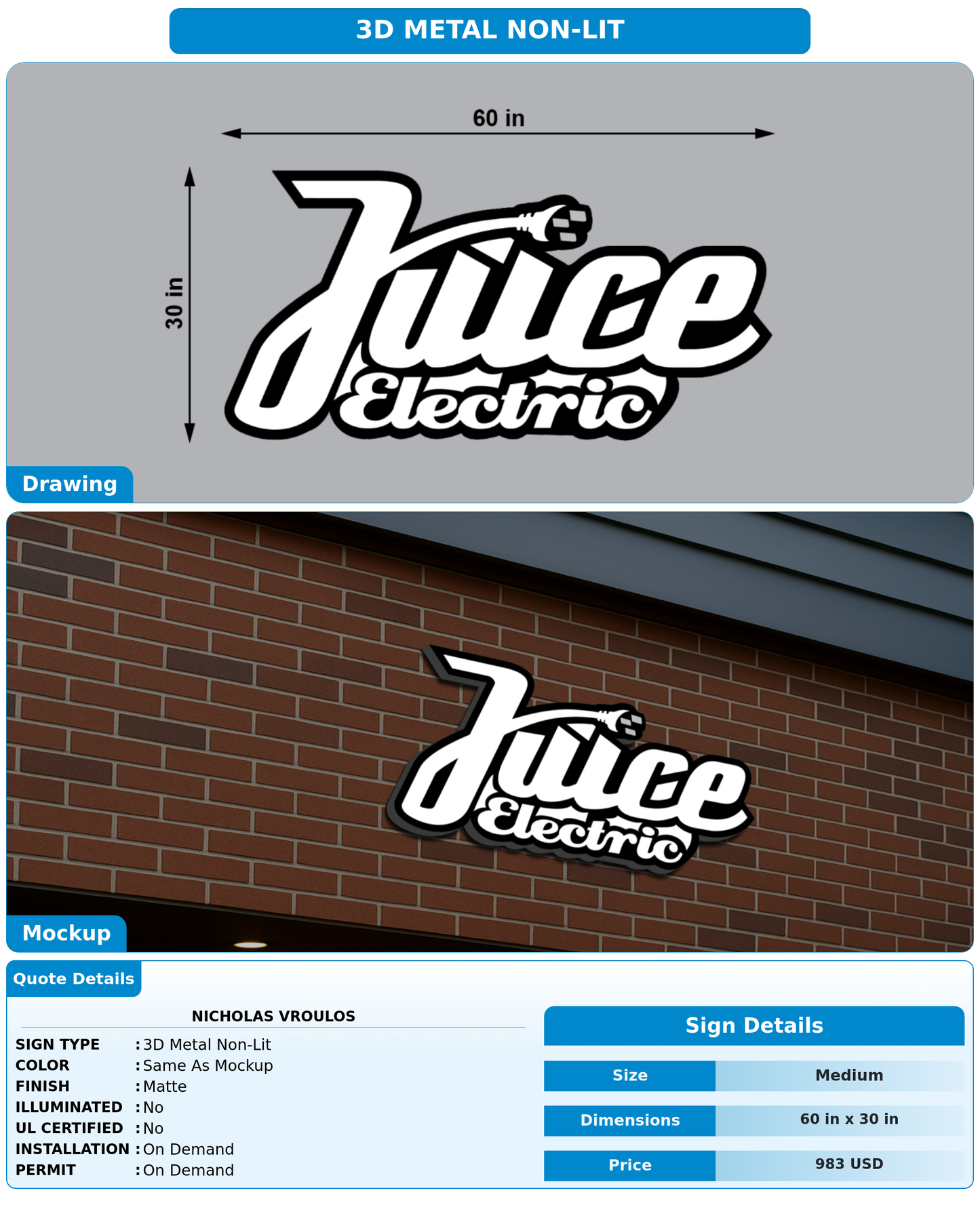 CUSTOM MOCKUP SIGN FOR Nicholas Vroulos