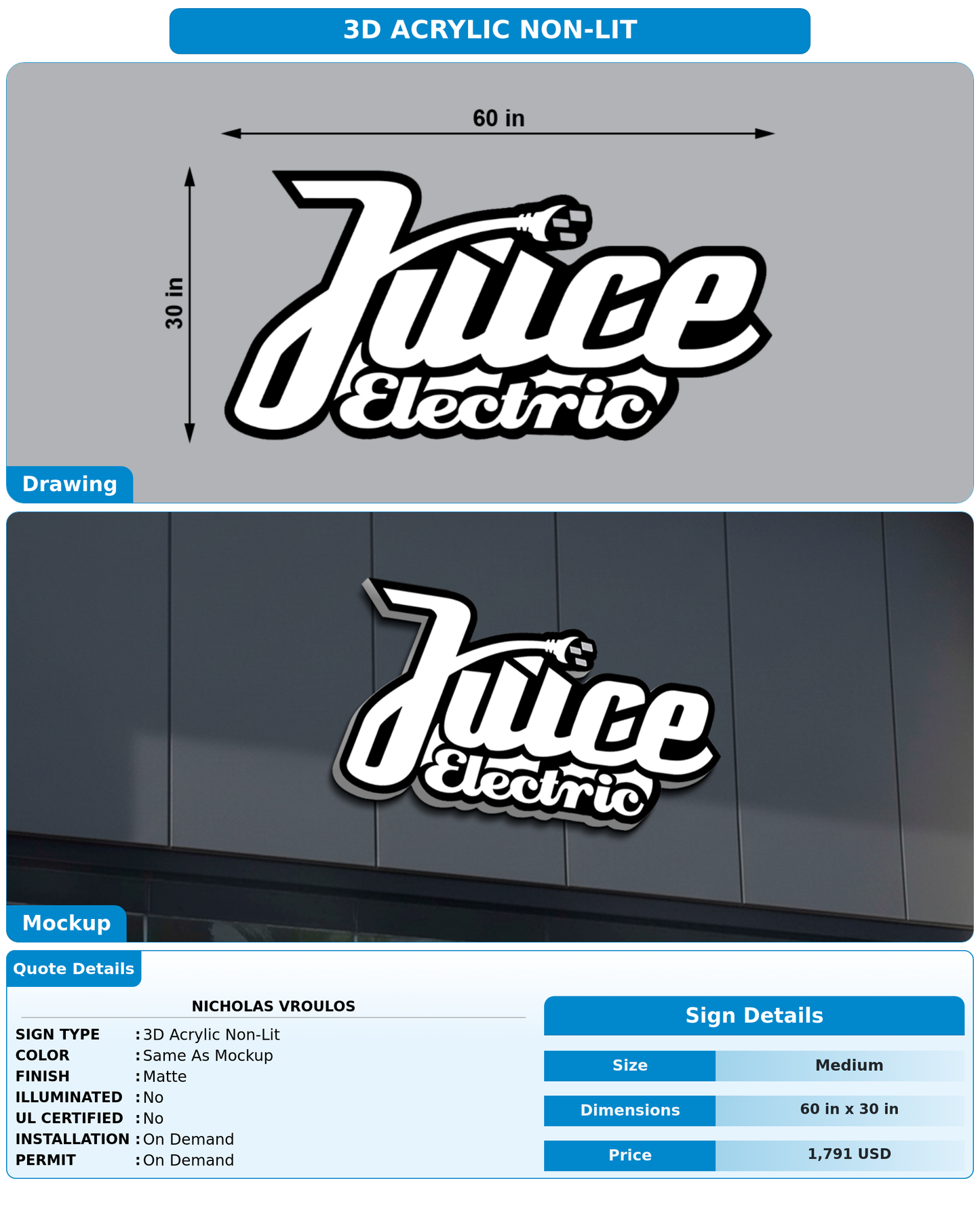 CUSTOM MOCKUP SIGN FOR Nicholas Vroulos