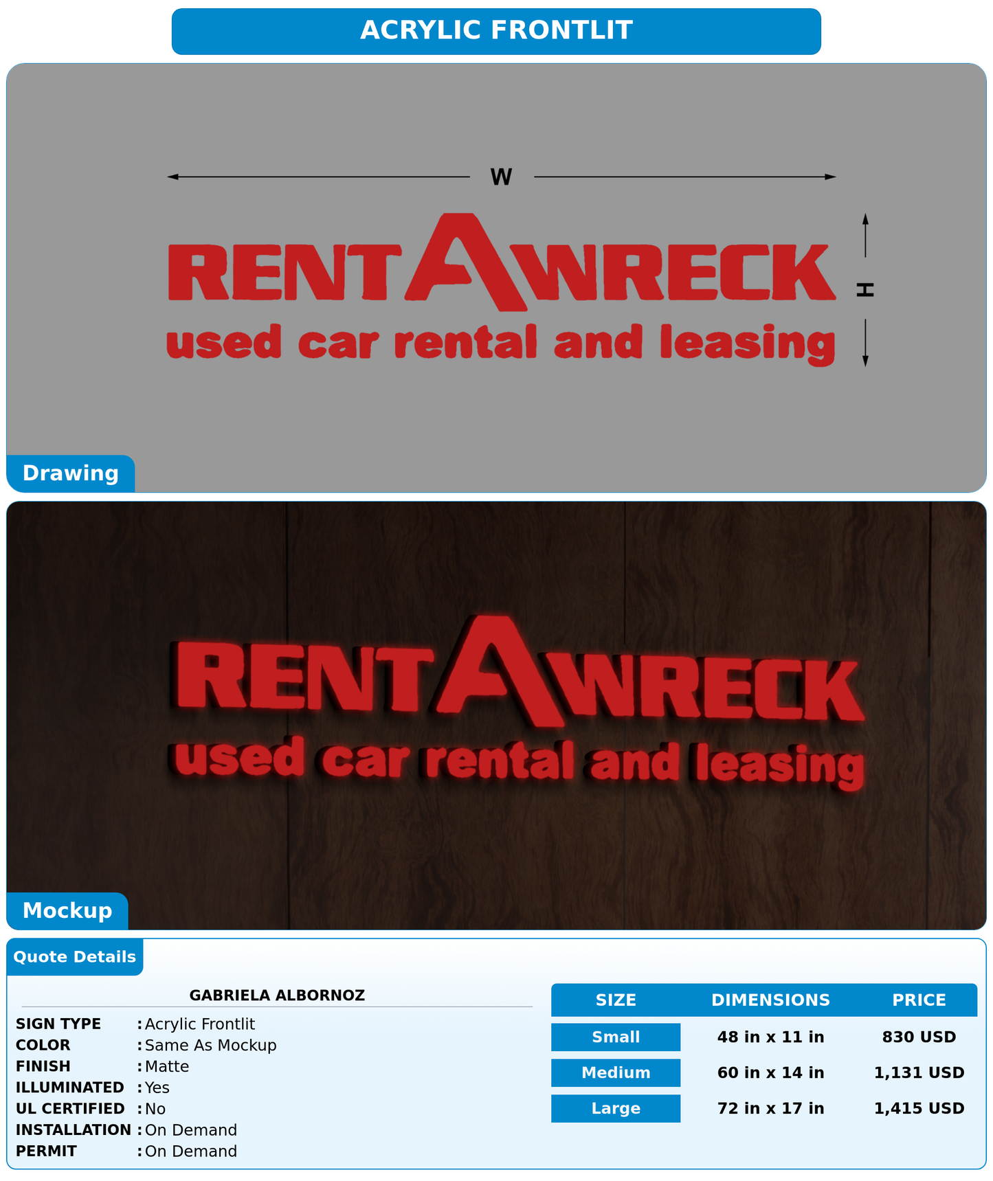 CUSTOM MOCKUP SIGN FOR Gabriela Albornoz