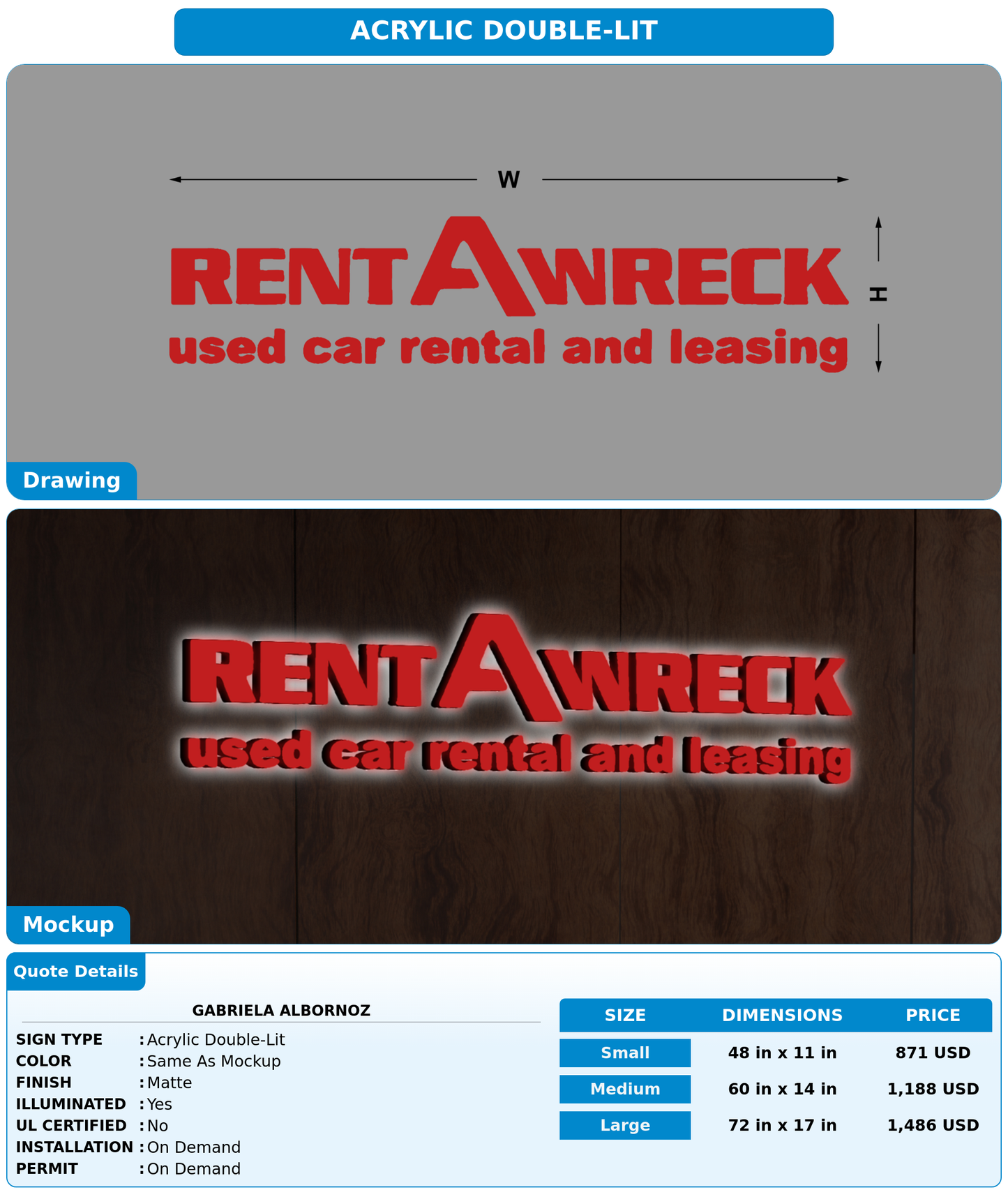 CUSTOM MOCKUP SIGN FOR Gabriela Albornoz