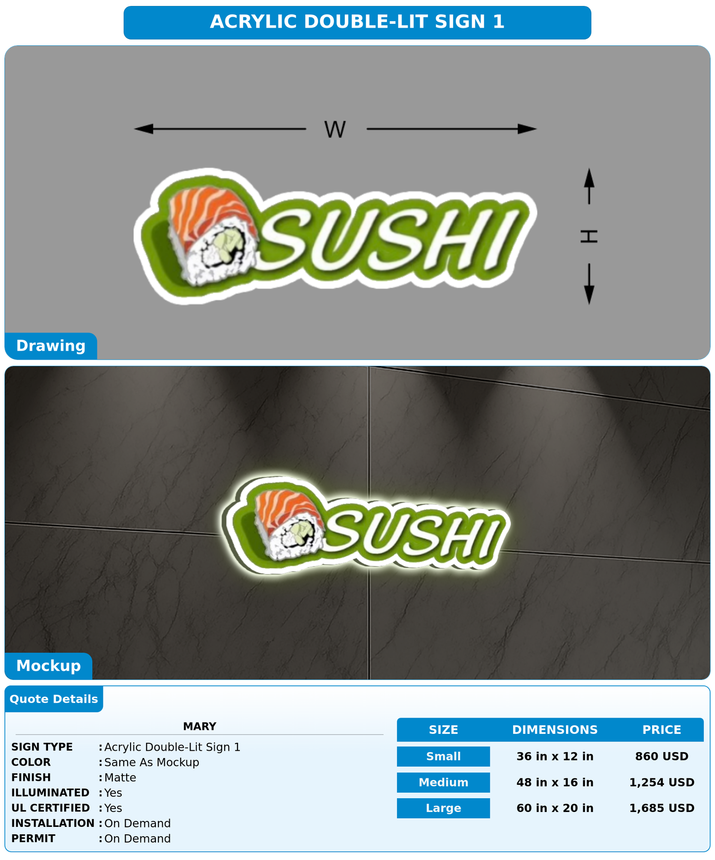 CUSTOM MOCKUP SIGN FOR Mary