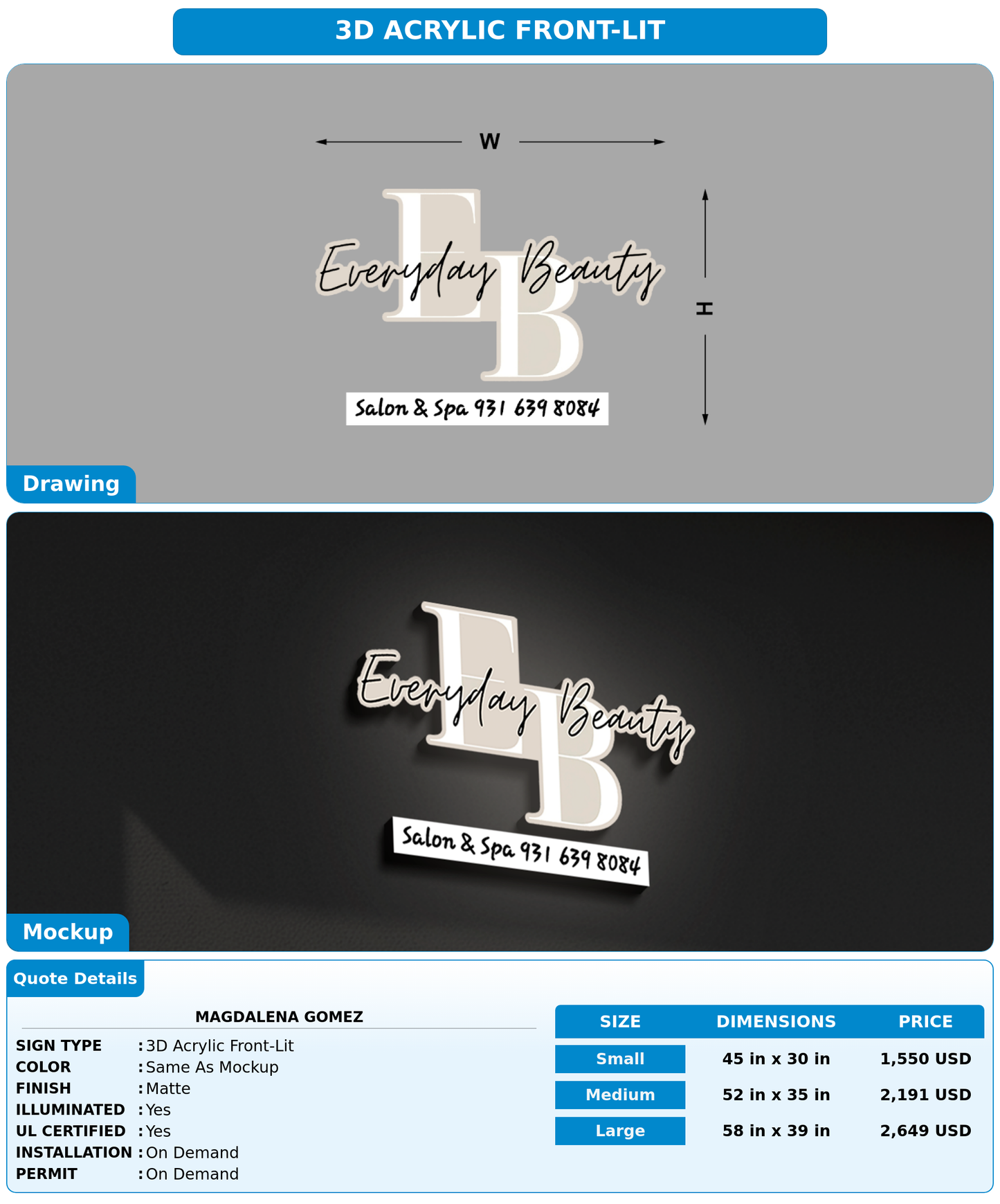 CUSTOM MOCKUP SIGN FOR Magdalena Gomez