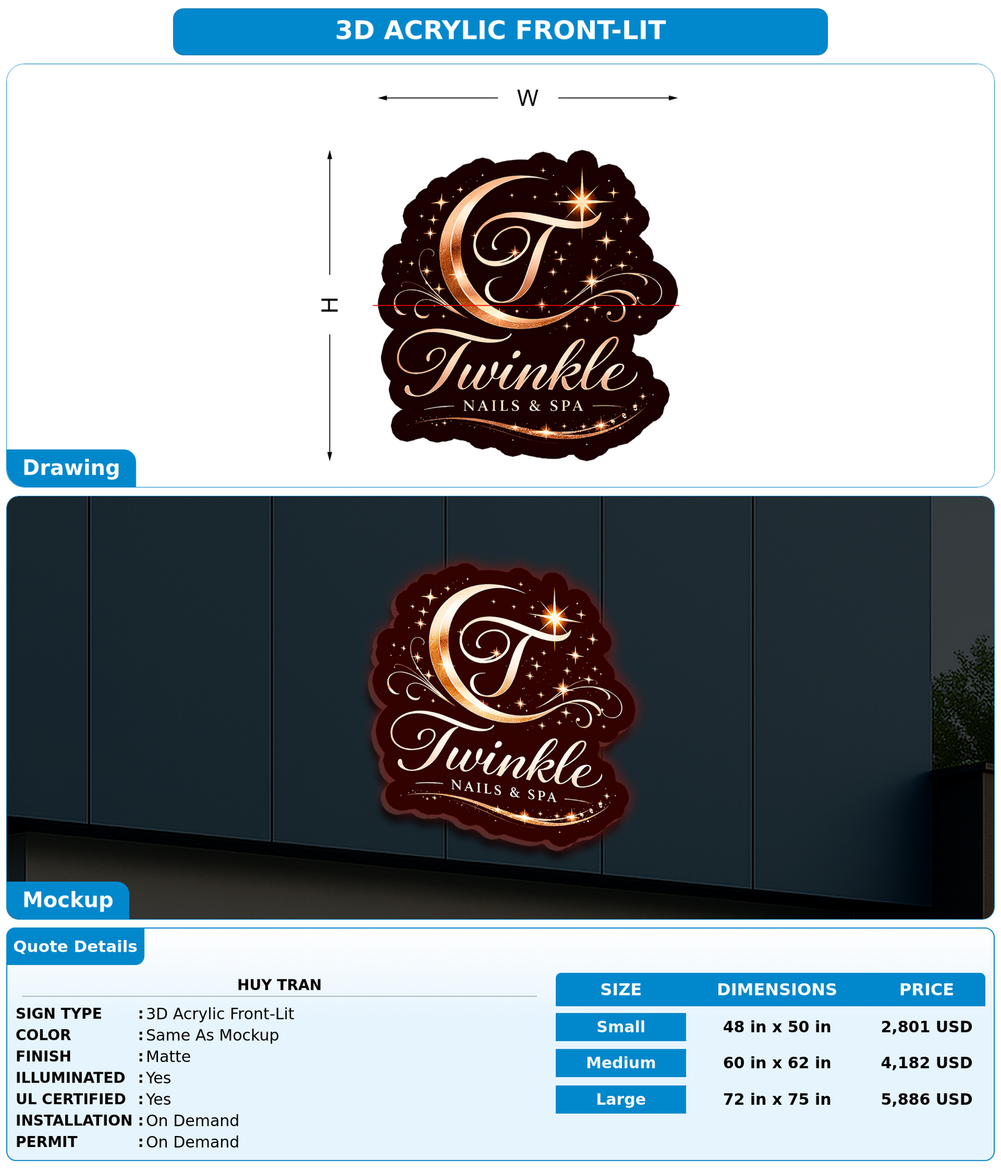 CUSTOM MOCKUP SIGN FOR Huy Tran