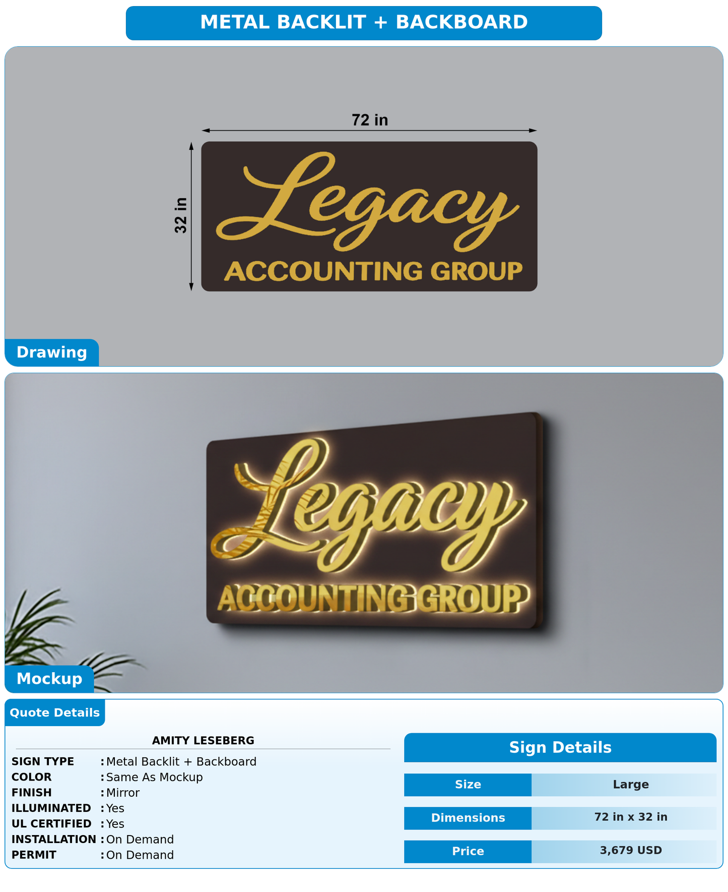 CUSTOM MOCKUP SIGN FOR Amity Leseberg