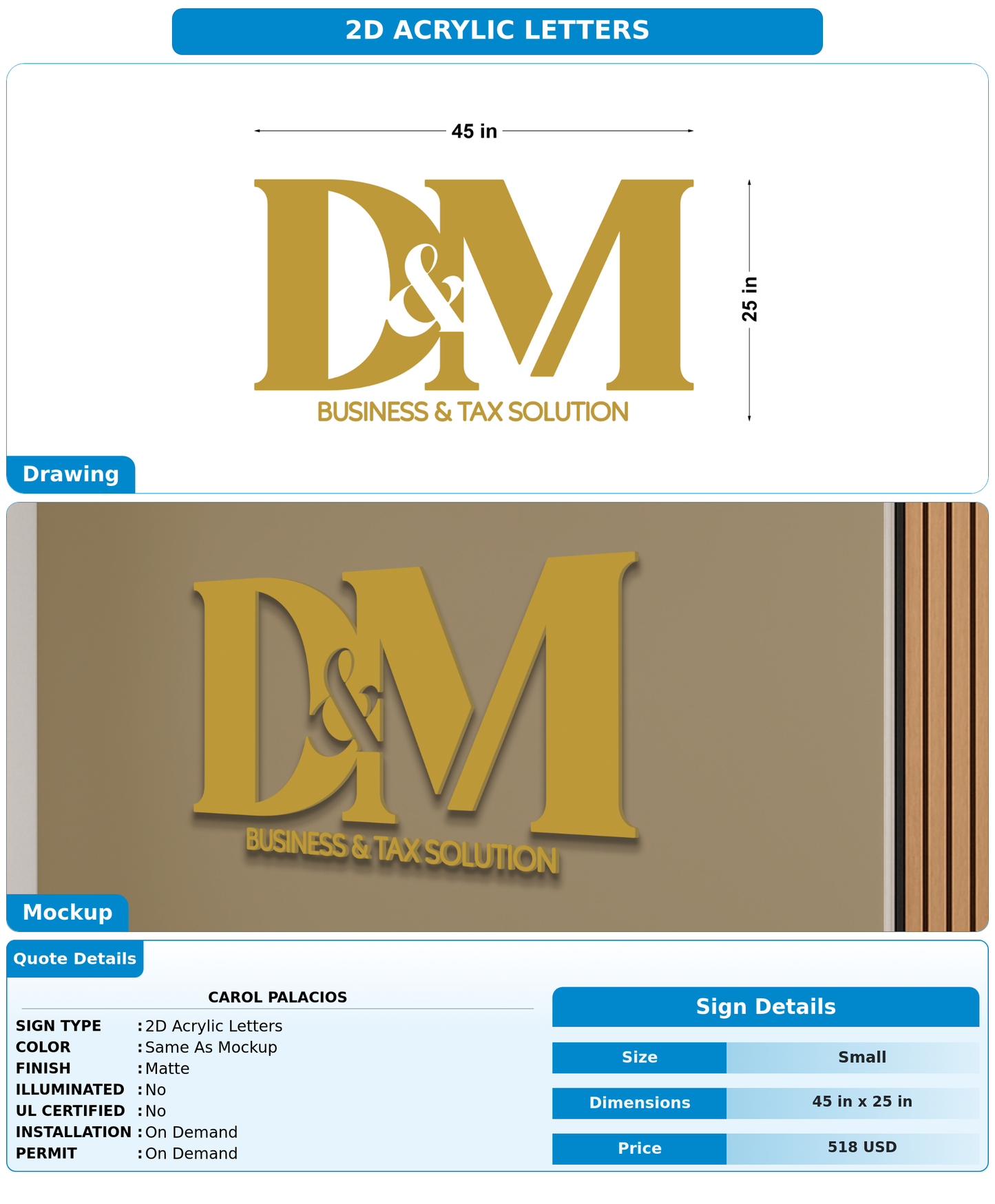 CUSTOM MOCKUP SIGN FOR carol palacios
