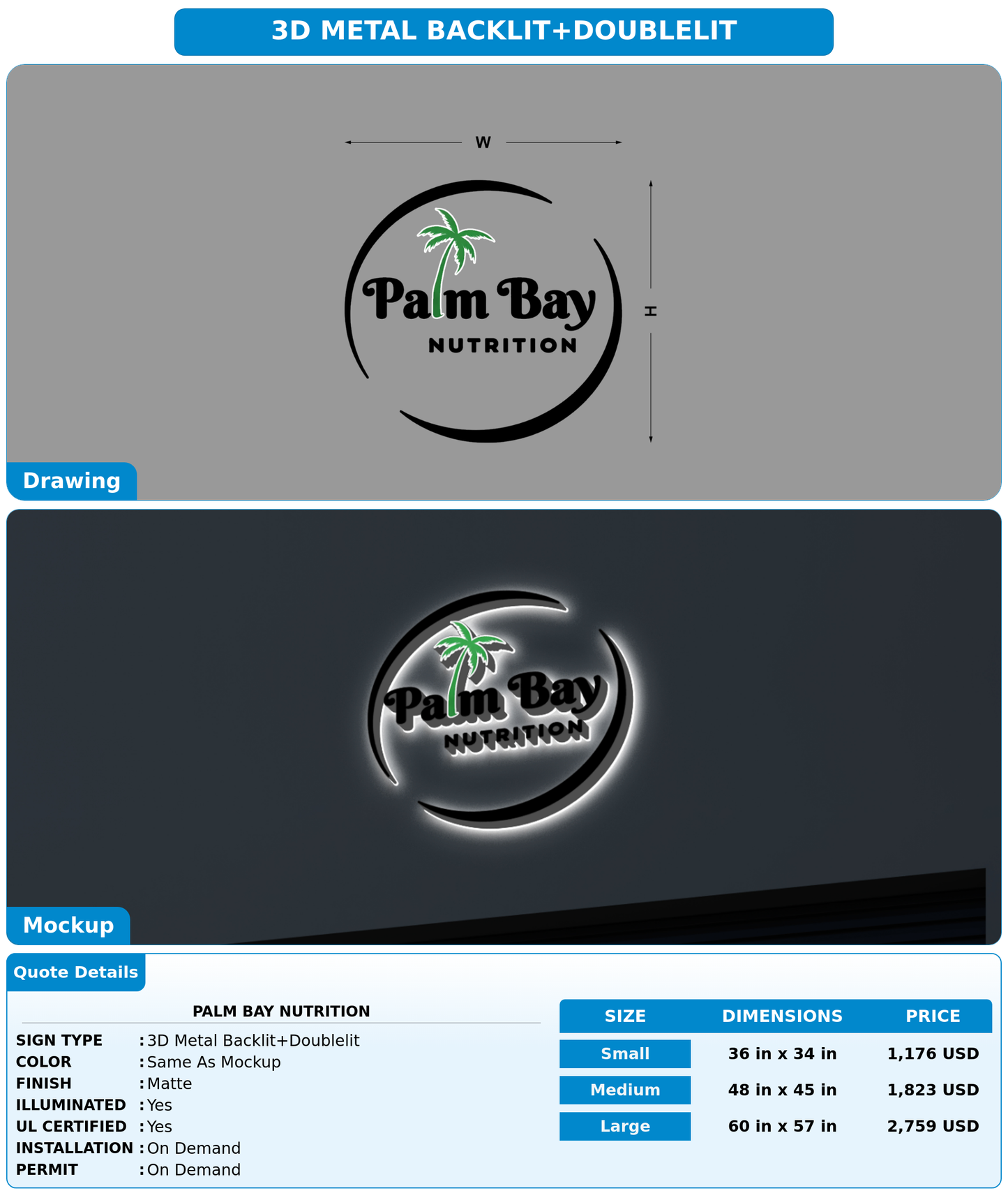 CUSTOM MOCKUP SIGN FOR Palm Bay Nutrition