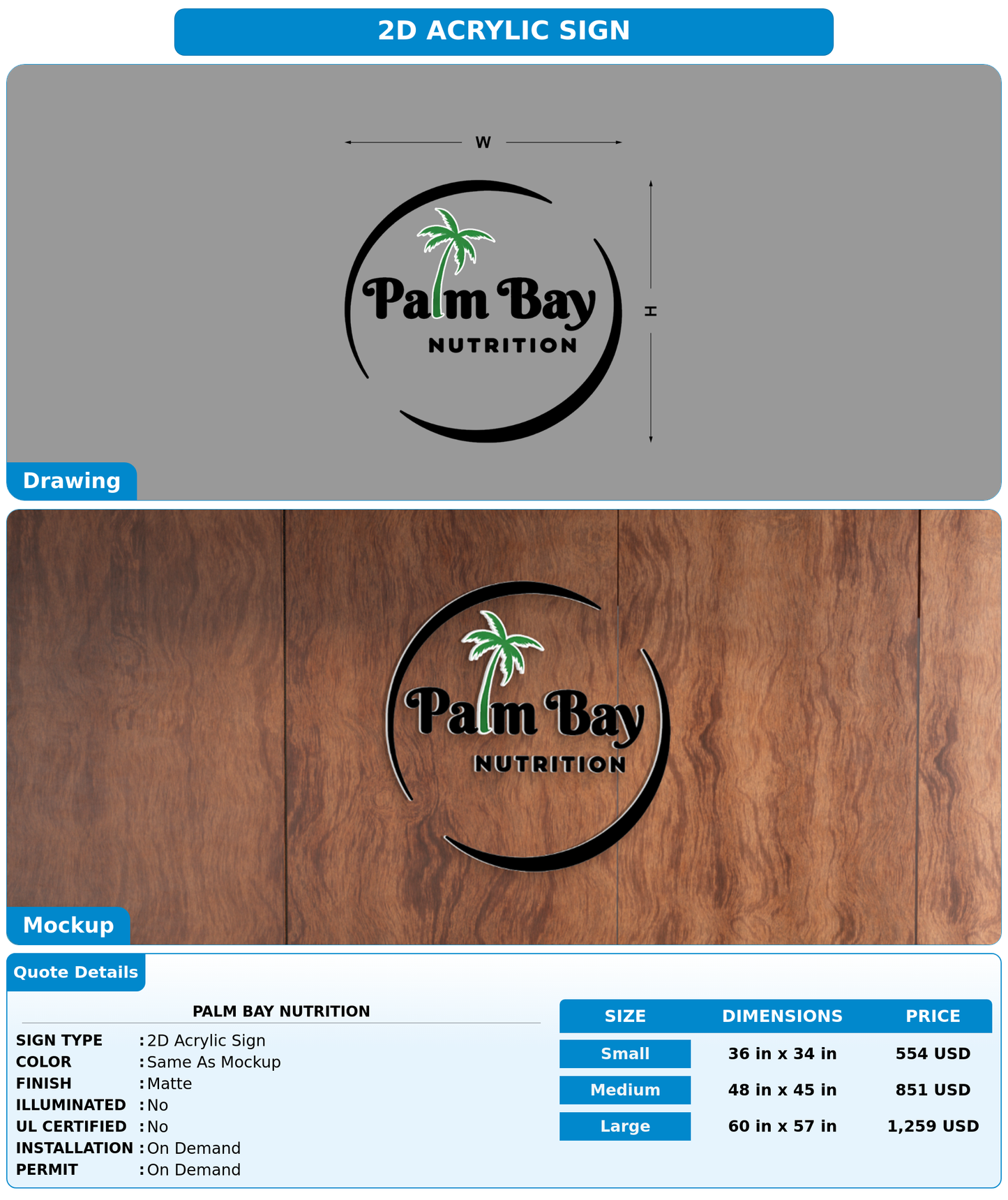CUSTOM MOCKUP SIGN FOR Palm Bay Nutrition