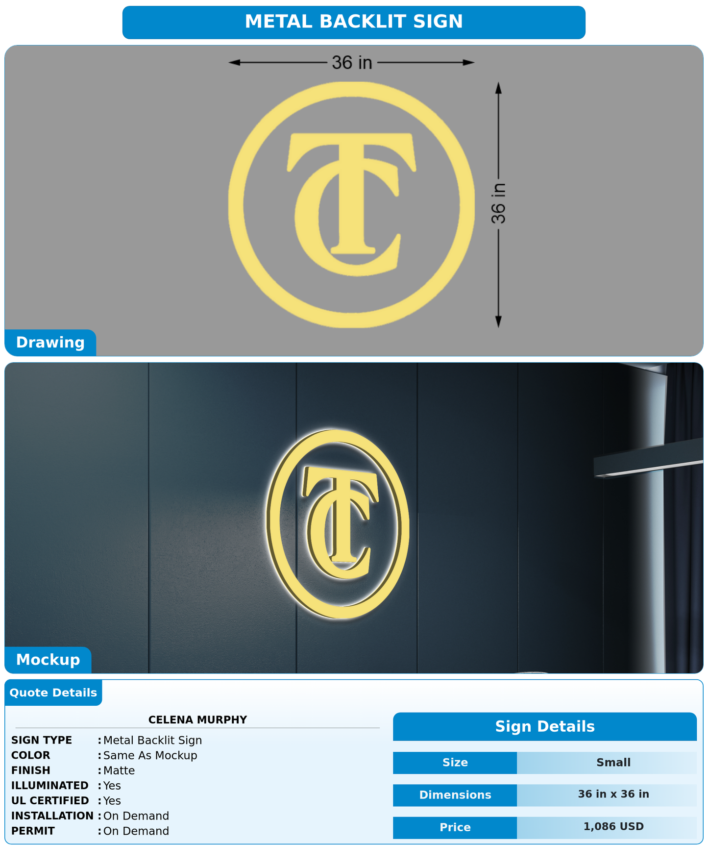 CUSTOM MOCKUP SIGN FOR Celena Murphy