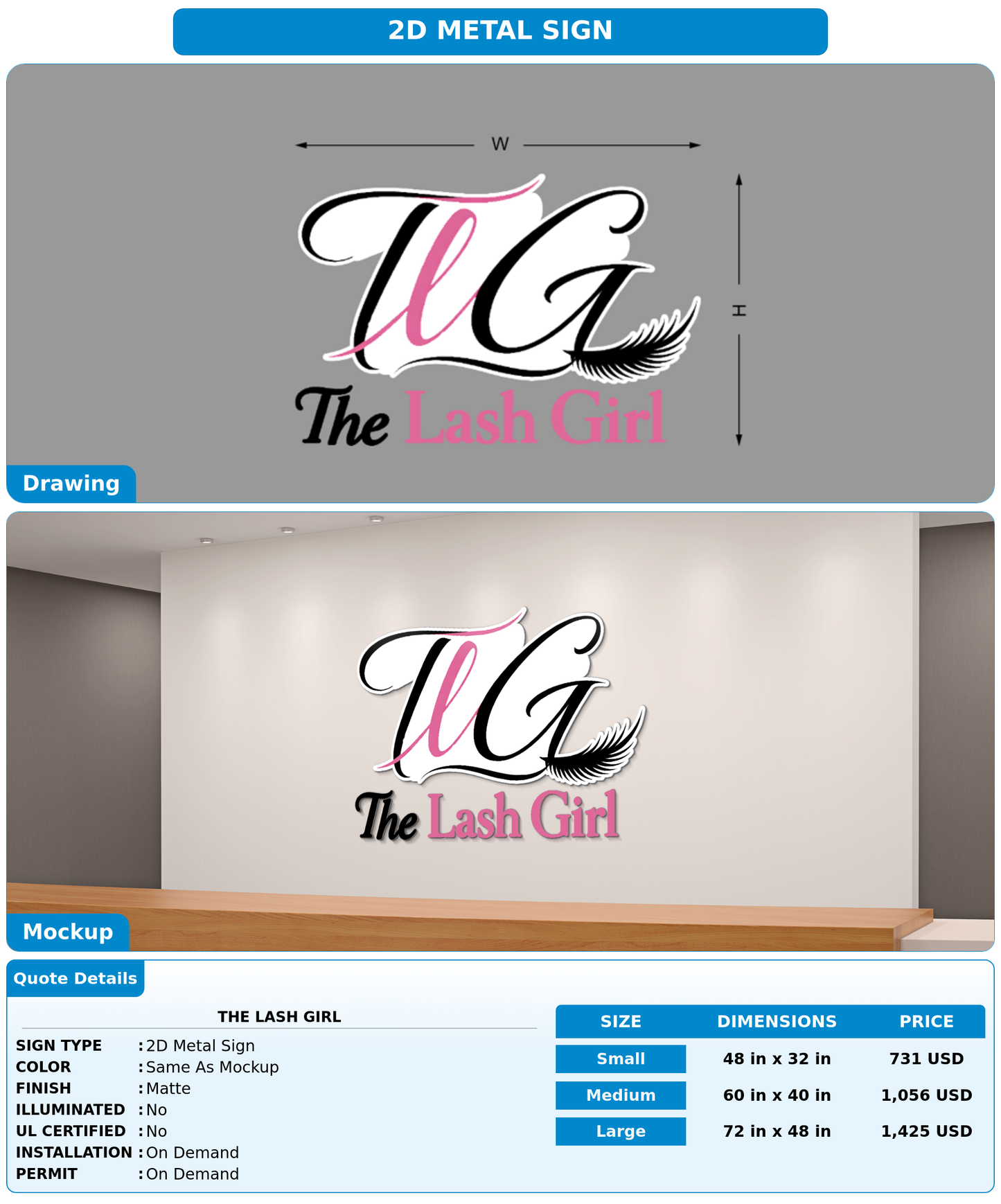 CUSTOM MOCKUP SIGN FOR The Lash Girl