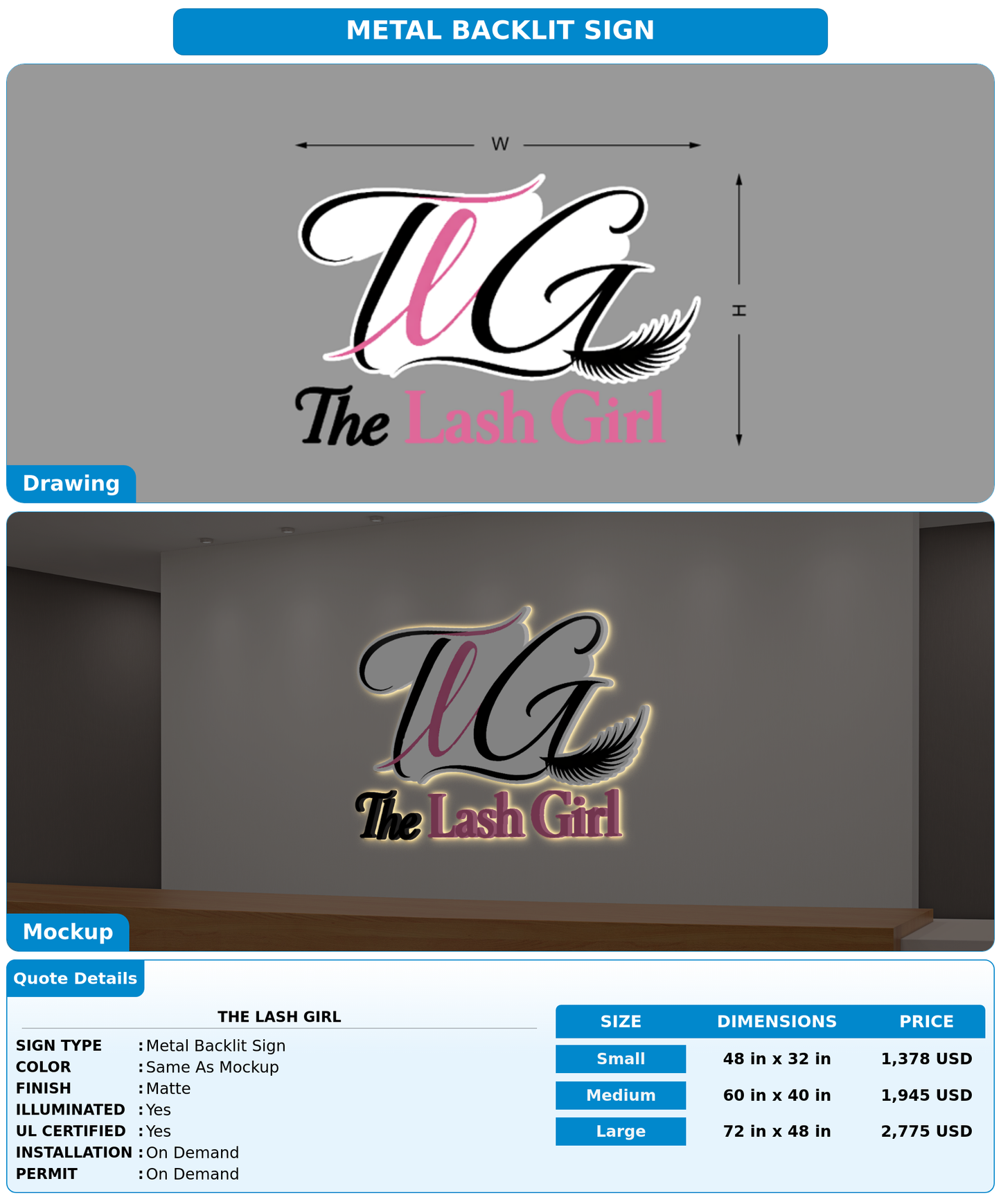 CUSTOM MOCKUP SIGN FOR The Lash Girl