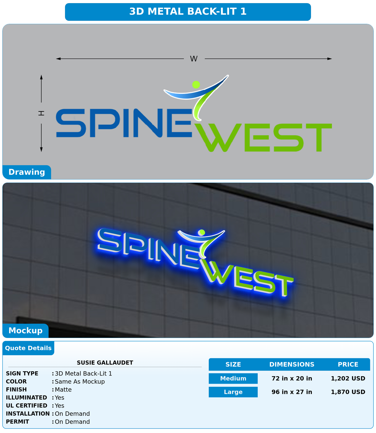 CUSTOM MOCKUP SIGN FOR Susie Gallaudet