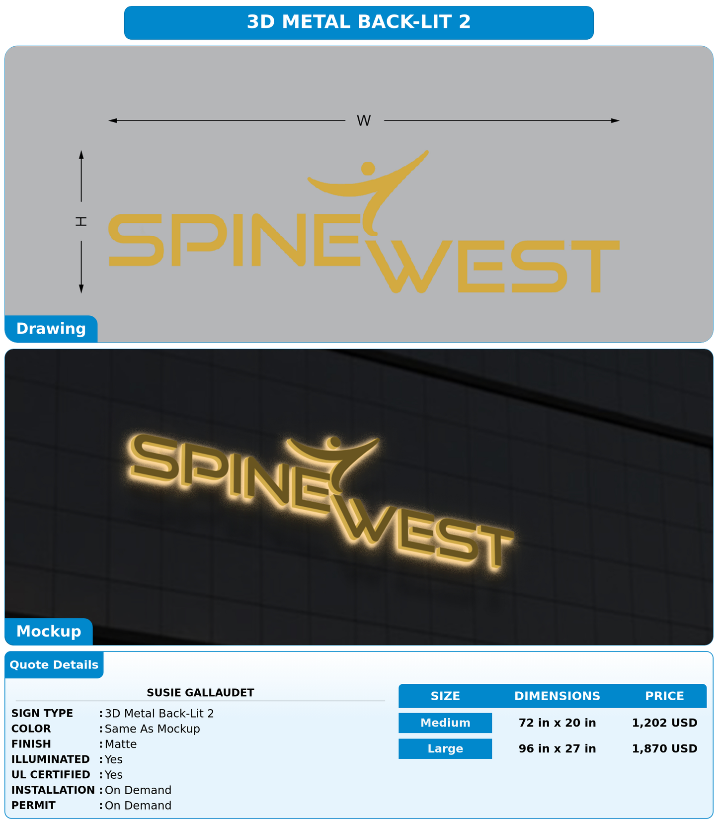 CUSTOM MOCKUP SIGN FOR Susie Gallaudet