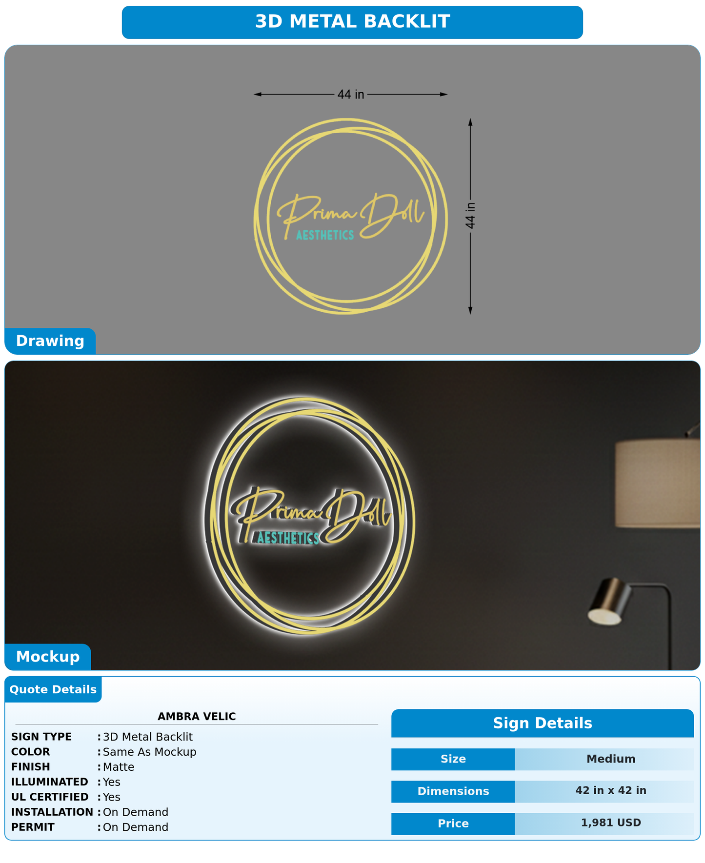 CUSTOM MOCKUP SIGN FOR Ambra Velic