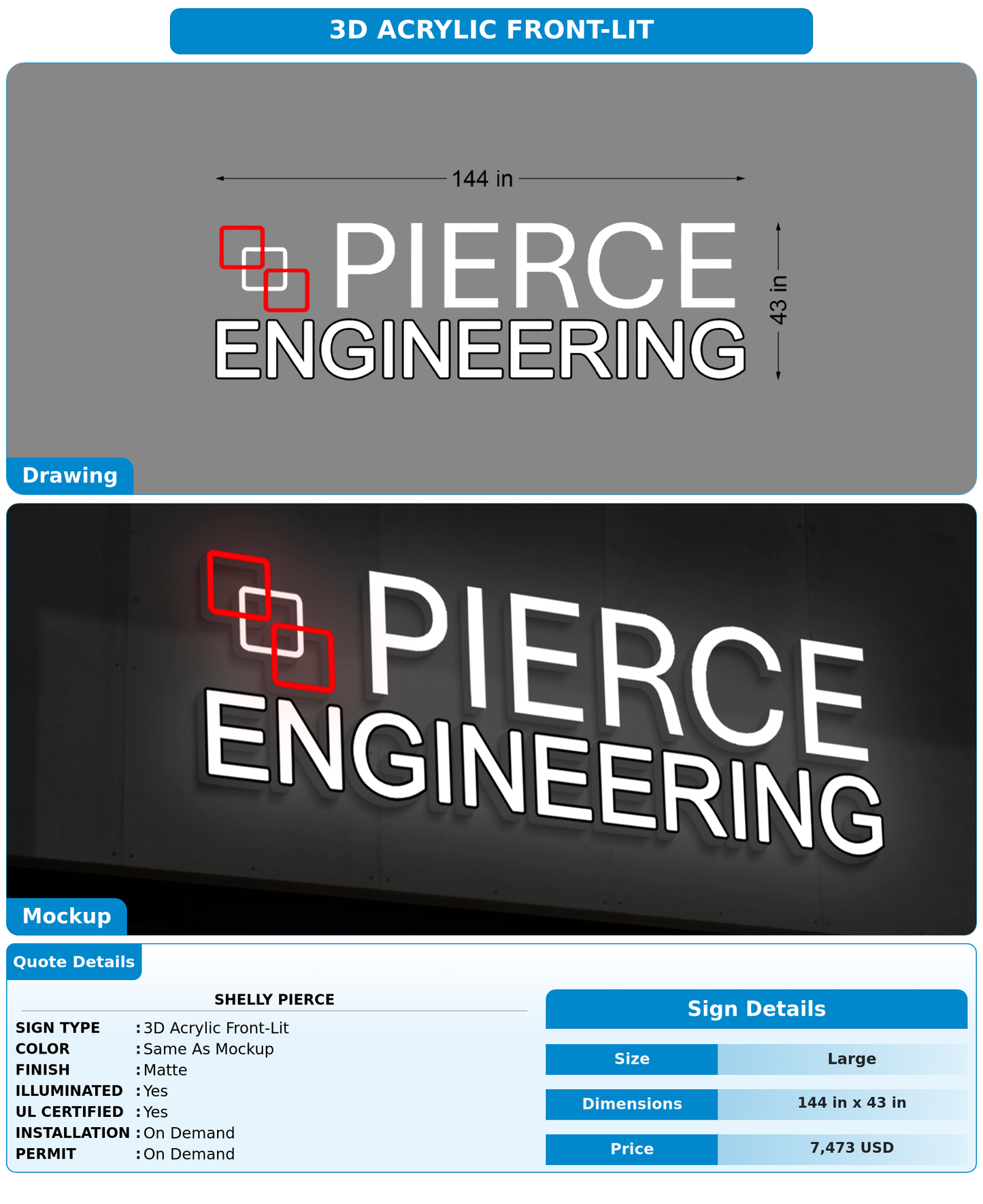 CUSTOM MOCKUP SIGN FOR Shelly Pierce