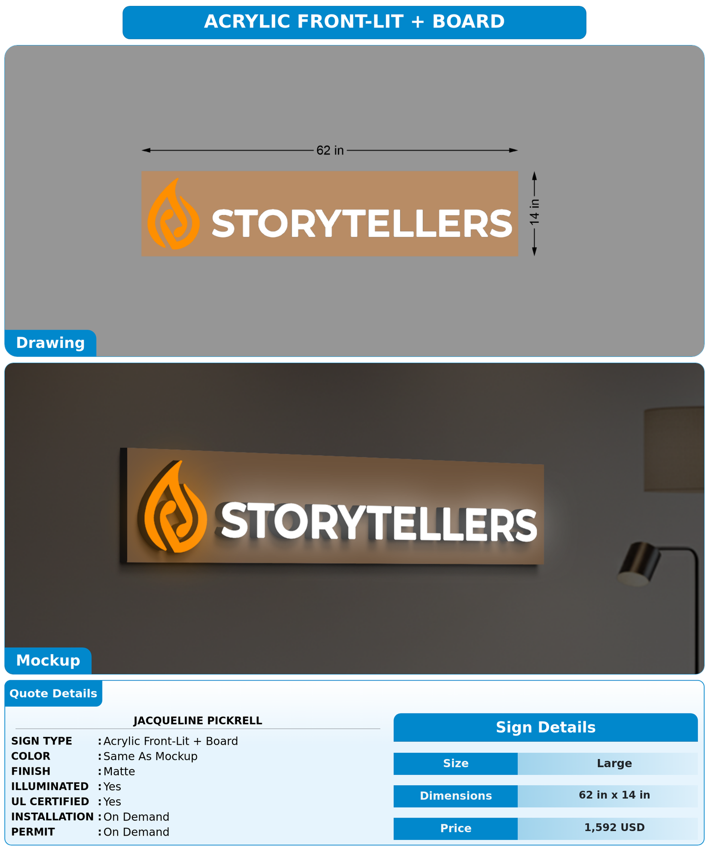 CUSTOM MOCKUP SIGN FOR Jacqueline Pickrell