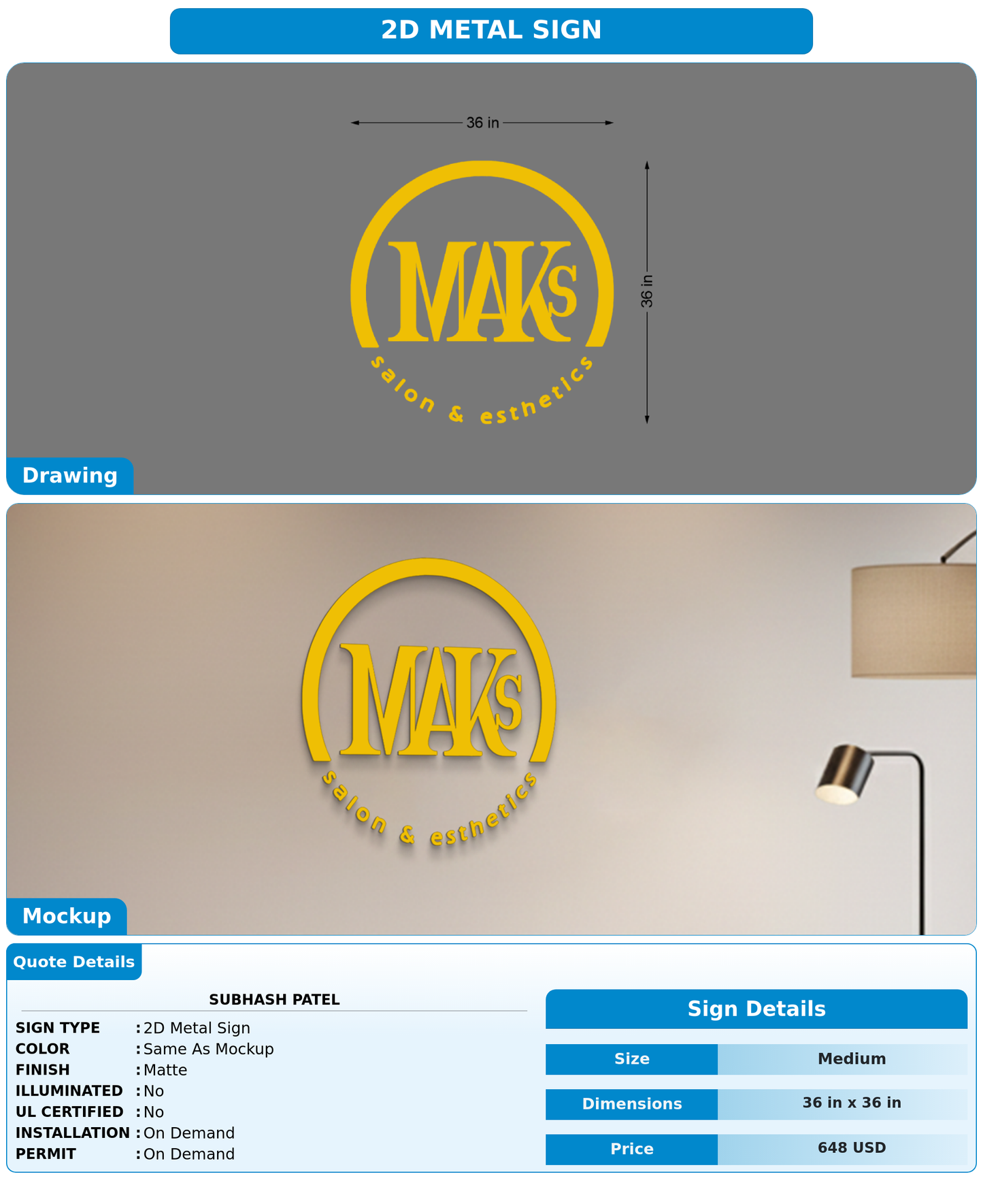 CUSTOM MOCKUP SIGN FOR Subhash Patel