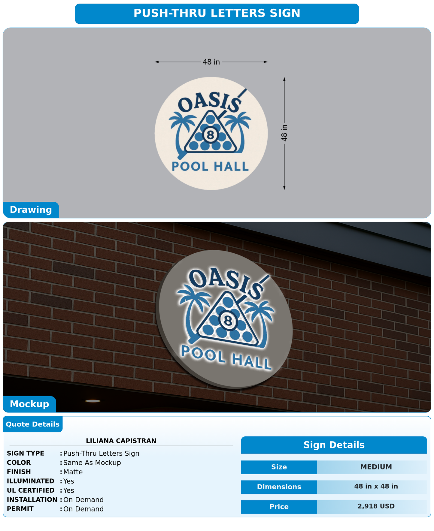 CUSTOM MOCKUP SIGN FOR Liliana Capistran