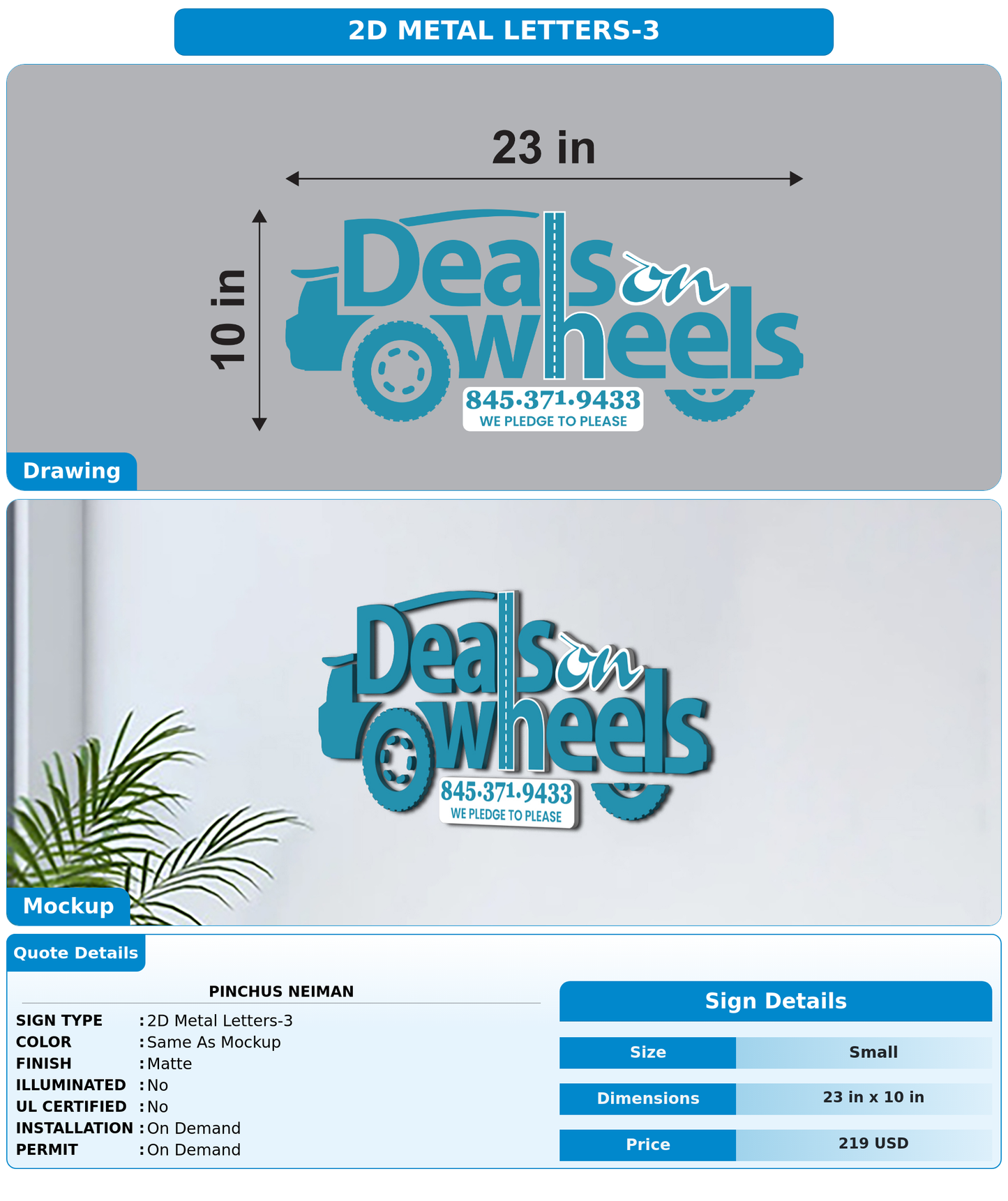 CUSTOM MOCKUP SIGN FOR pinchus neiman