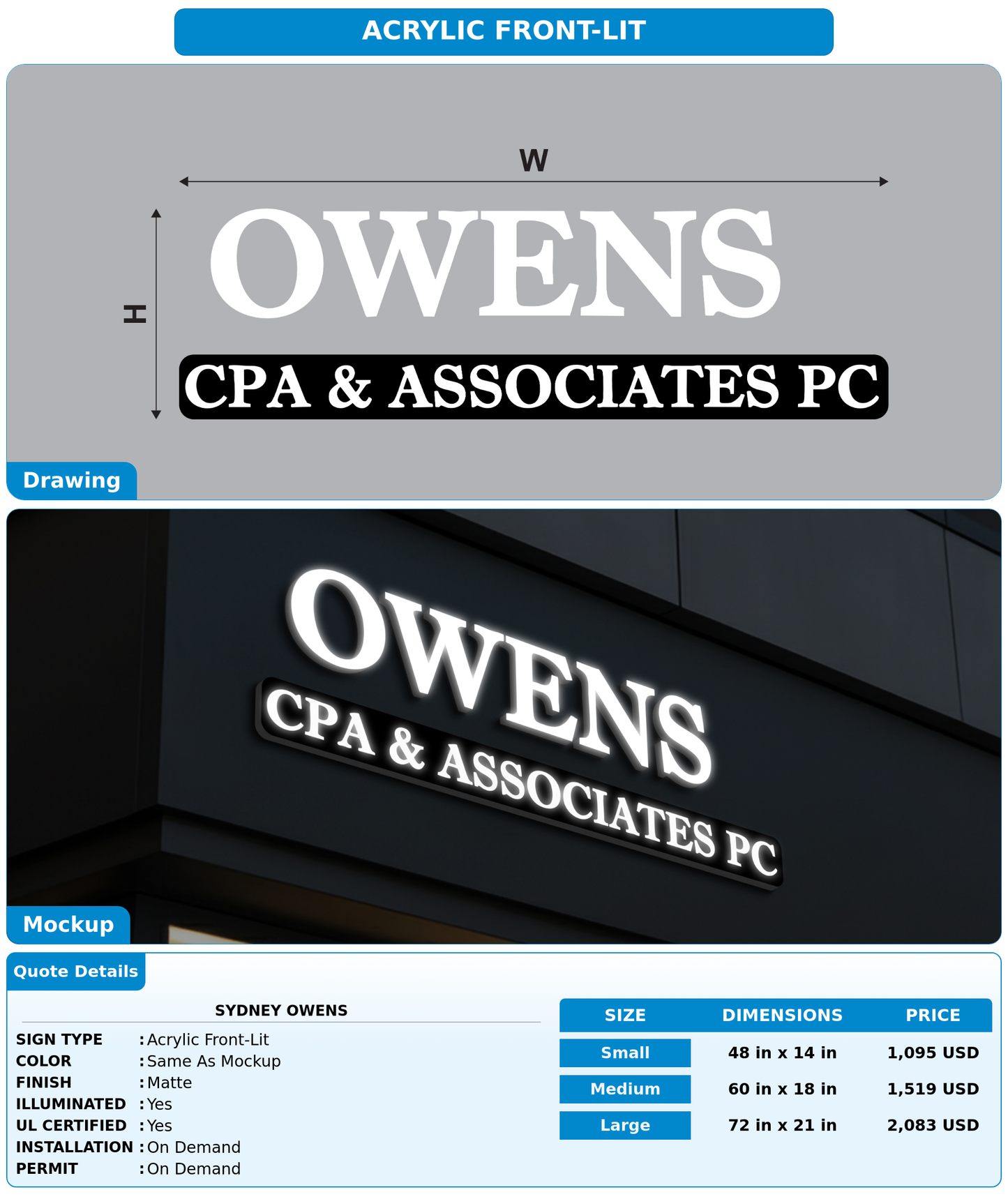 CUSTOM MOCKUP SIGN FOR Sydney Owens