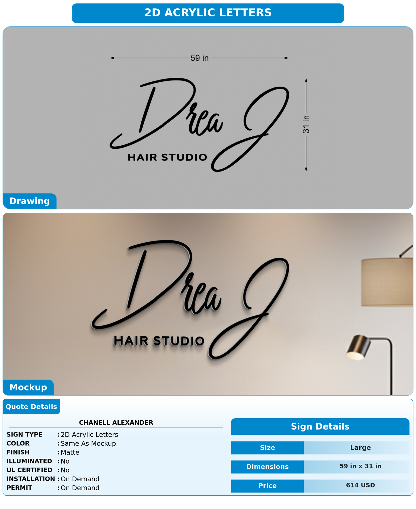 CUSTOM MOCKUP SIGN FOR Chanell Alexander