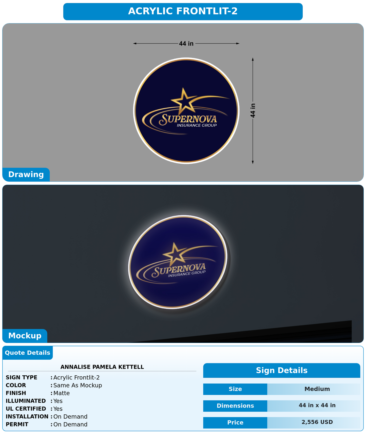 CUSTOM MOCKUP SIGN FOR Annalise Pamela Kettell