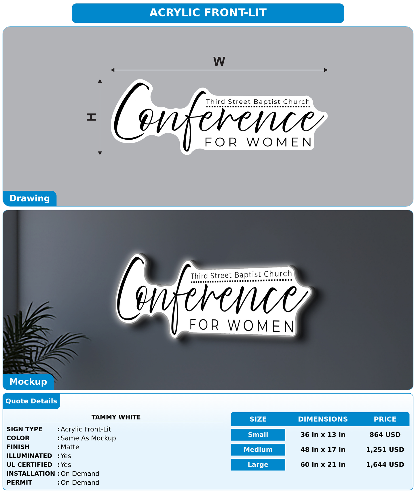 CUSTOM MOCKUP SIGN FOR Tammy White