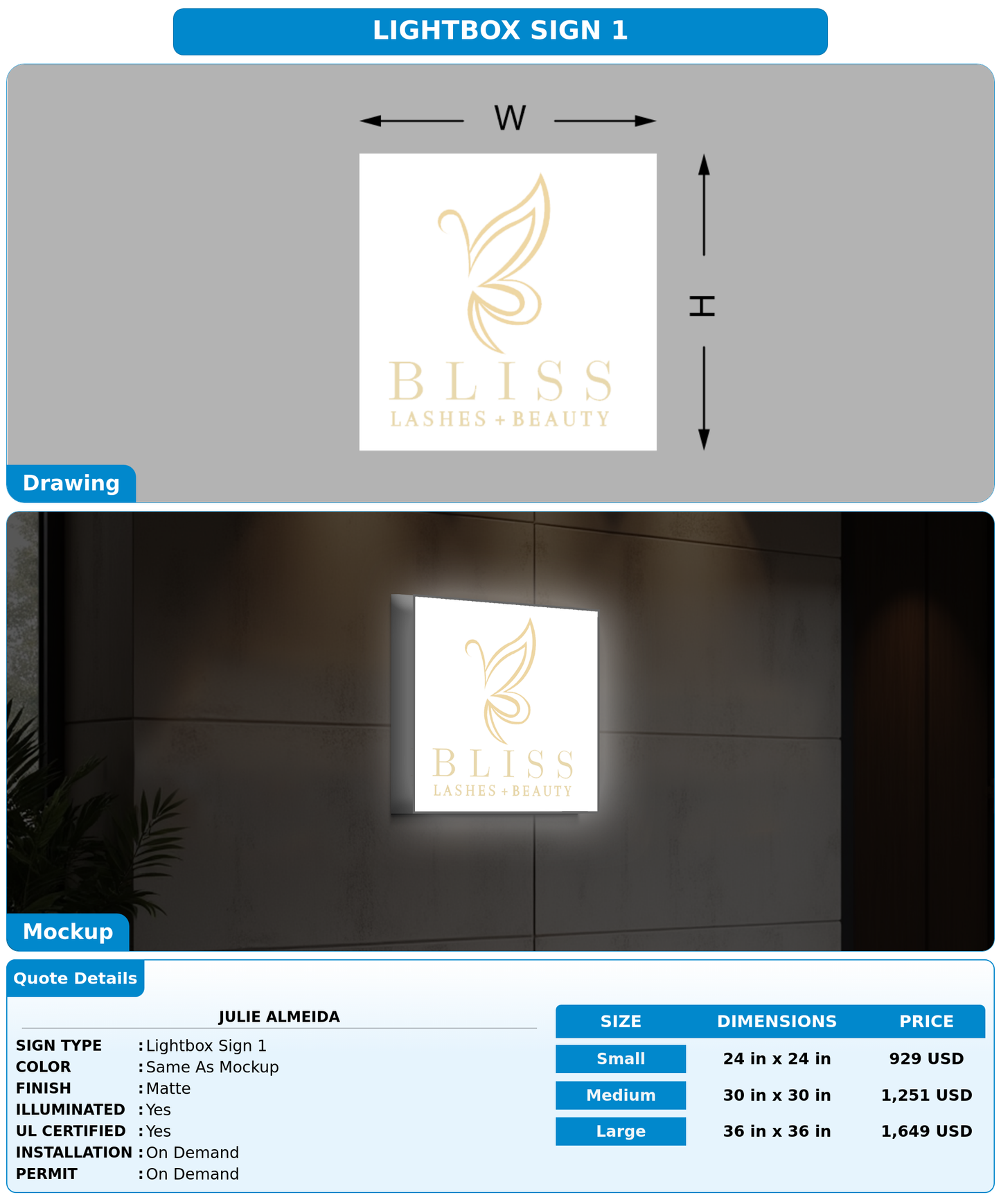 CUSTOM MOCKUP SIGN FOR Julie almeida