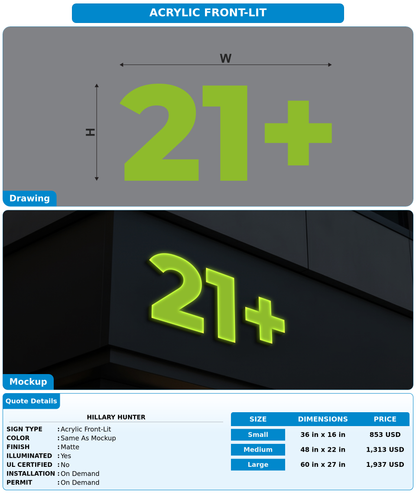 CUSTOM MOCKUP SIGN FOR Hillary Hunter