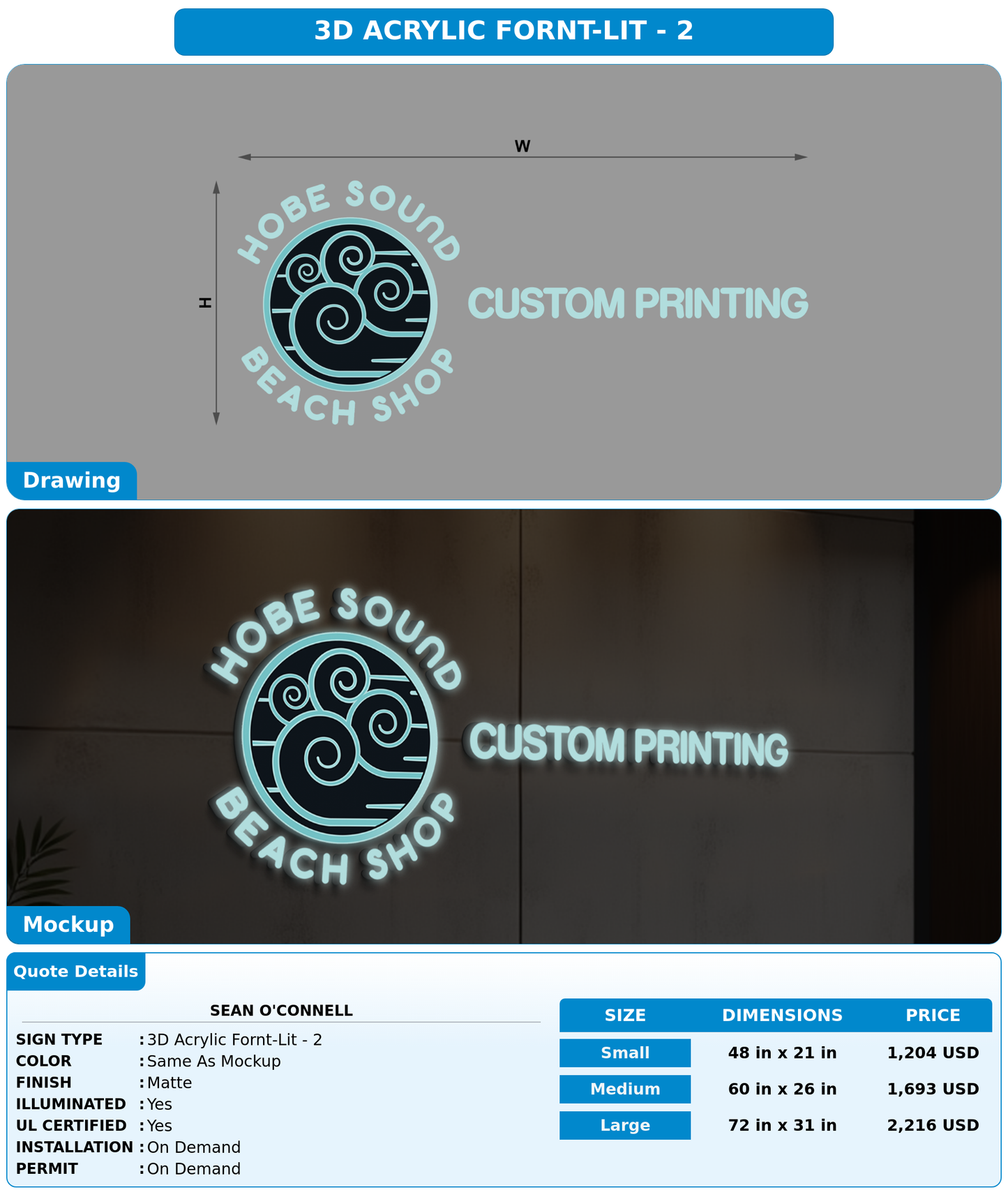 CUSTOM MOCKUP SIGN FOR Sean O'Connell