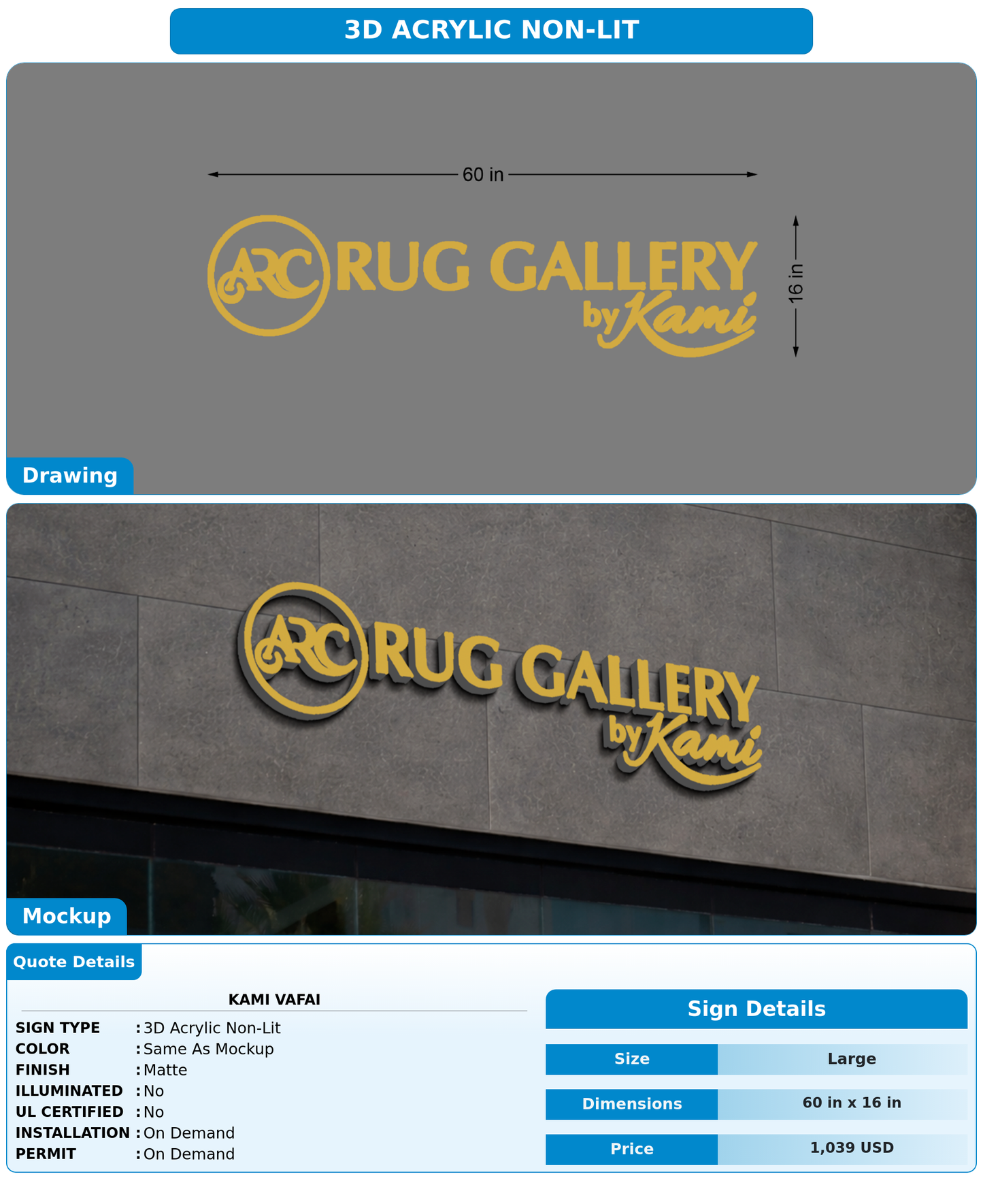 CUSTOM MOCKUP SIGN FOR Kami Vafai