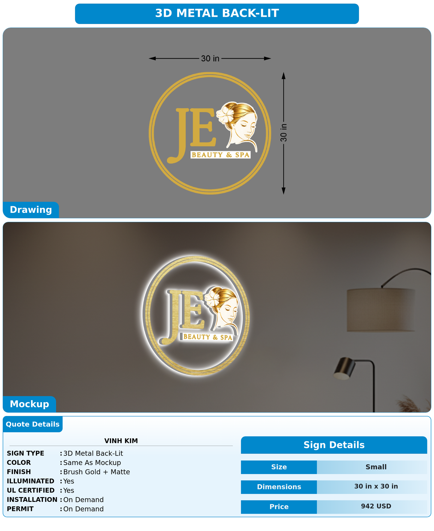 CUSTOM MOCKUP SIGN FOR vinh kim