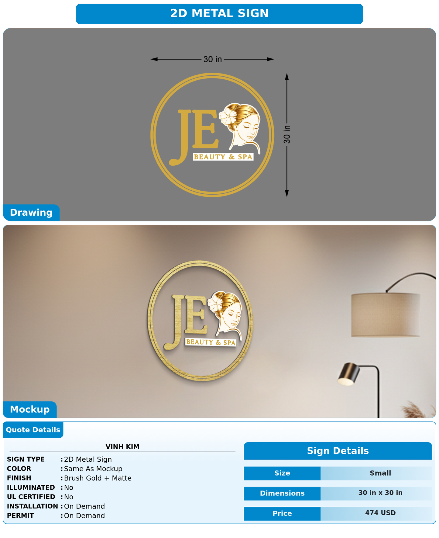 CUSTOM MOCKUP SIGN FOR vinh kim