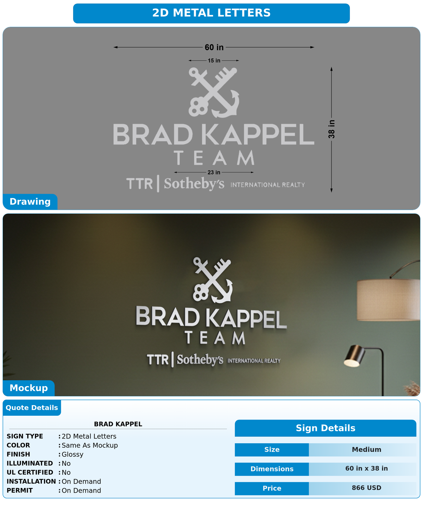 CUSTOM MOCKUP SIGN FOR Brad Kappel