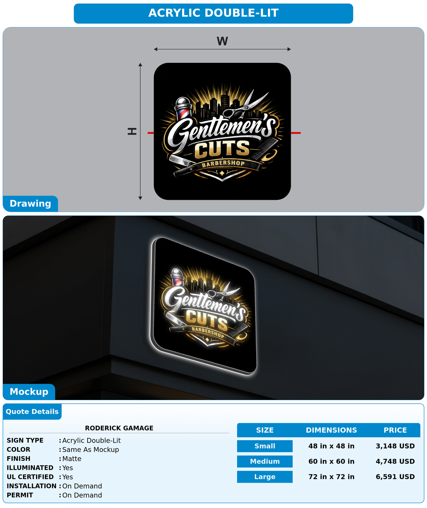 CUSTOM MOCKUP SIGN FOR Roderick Gamage