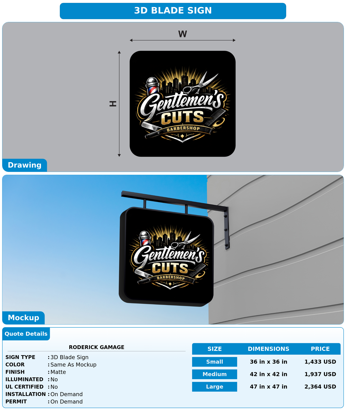 CUSTOM MOCKUP SIGN FOR Roderick Gamage