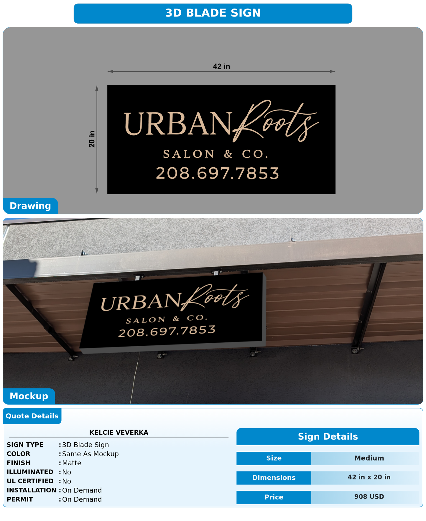 CUSTOM MOCKUP SIGN FOR Kelcie Veverka
