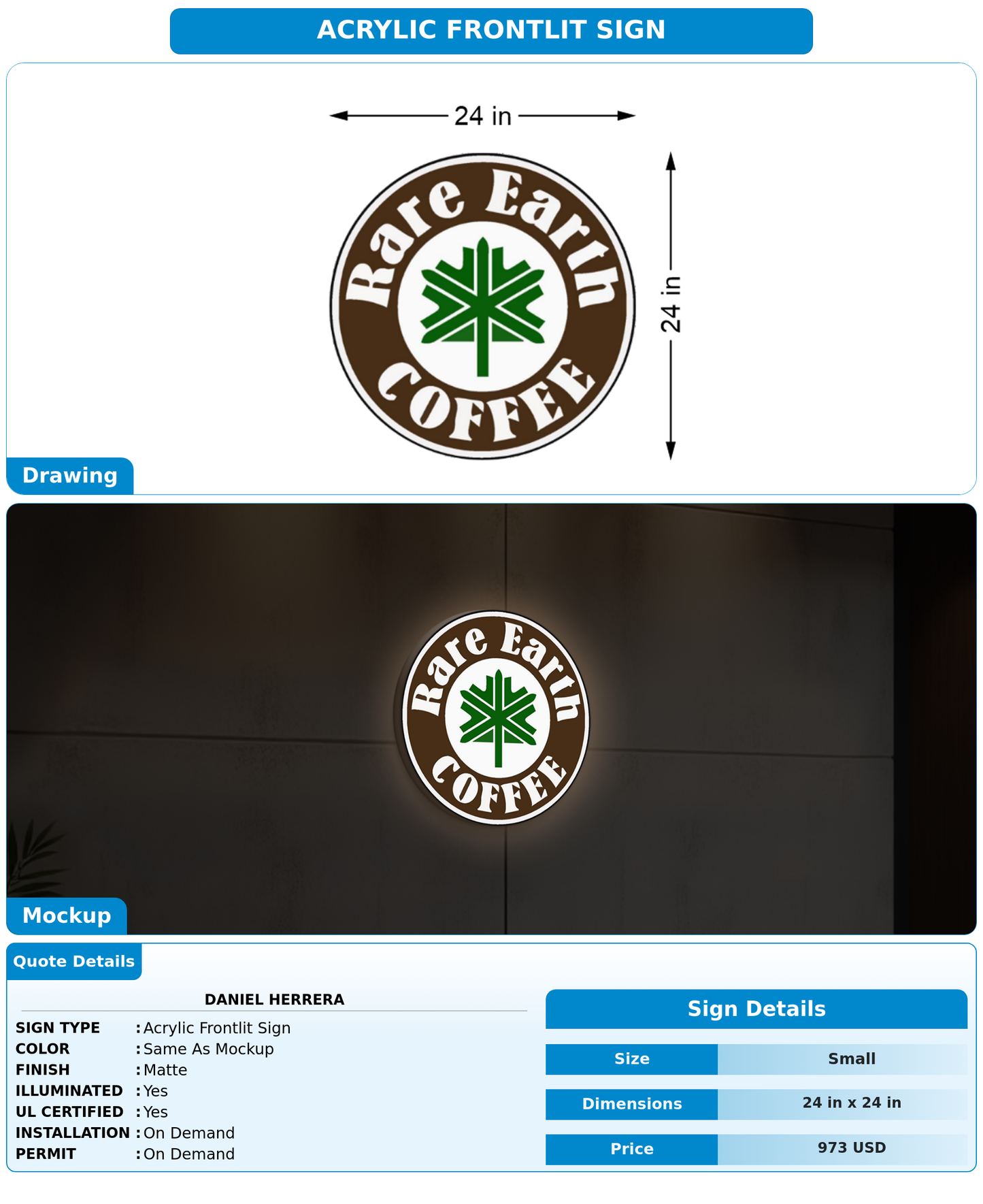 CUSTOM MOCKUP SIGN FOR Daniel Herrera