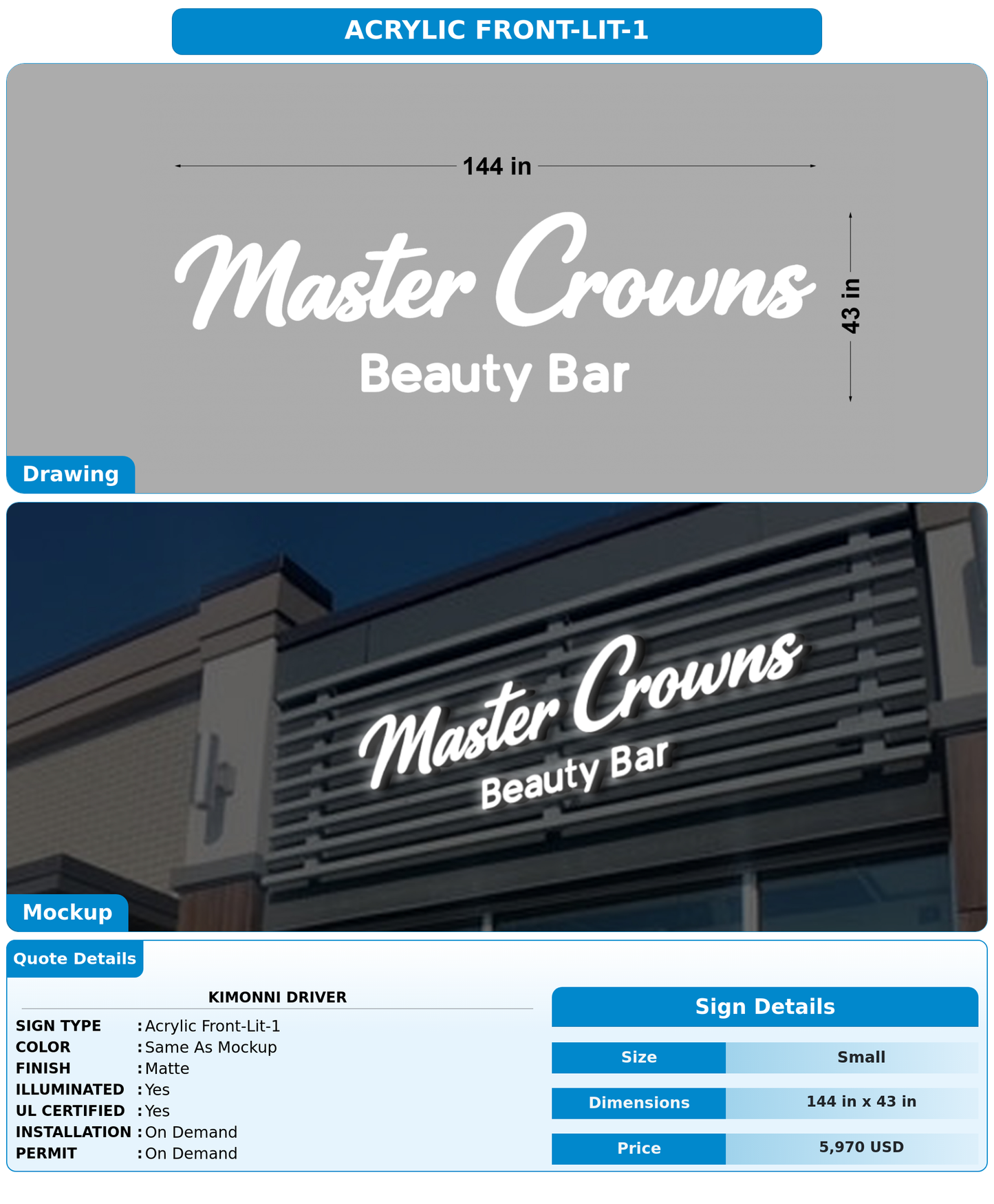 CUSTOM MOCKUP SIGN FOR Kimonni Driver