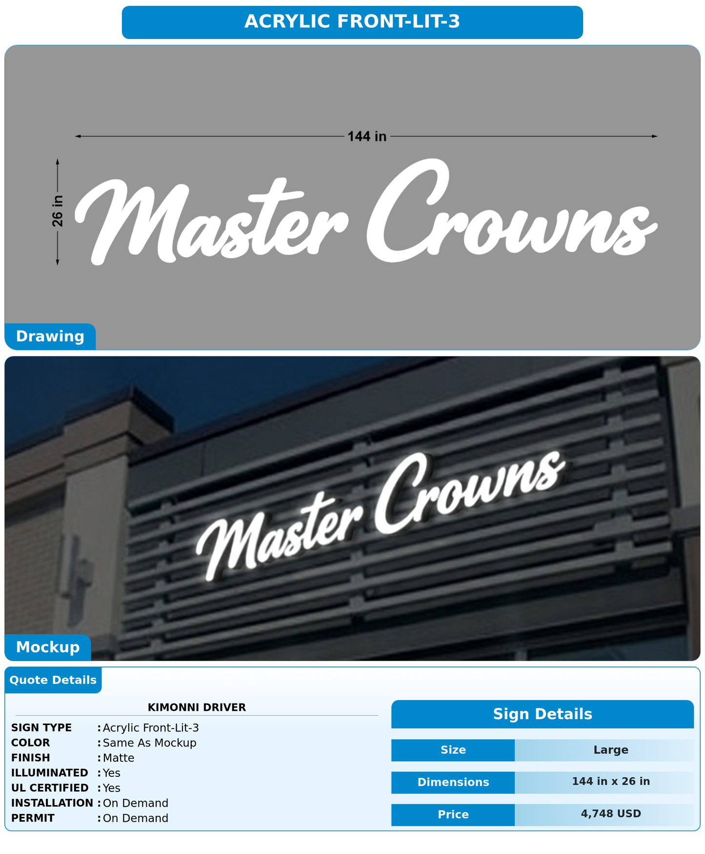 CUSTOM MOCKUP SIGN FOR Kimonni Driver